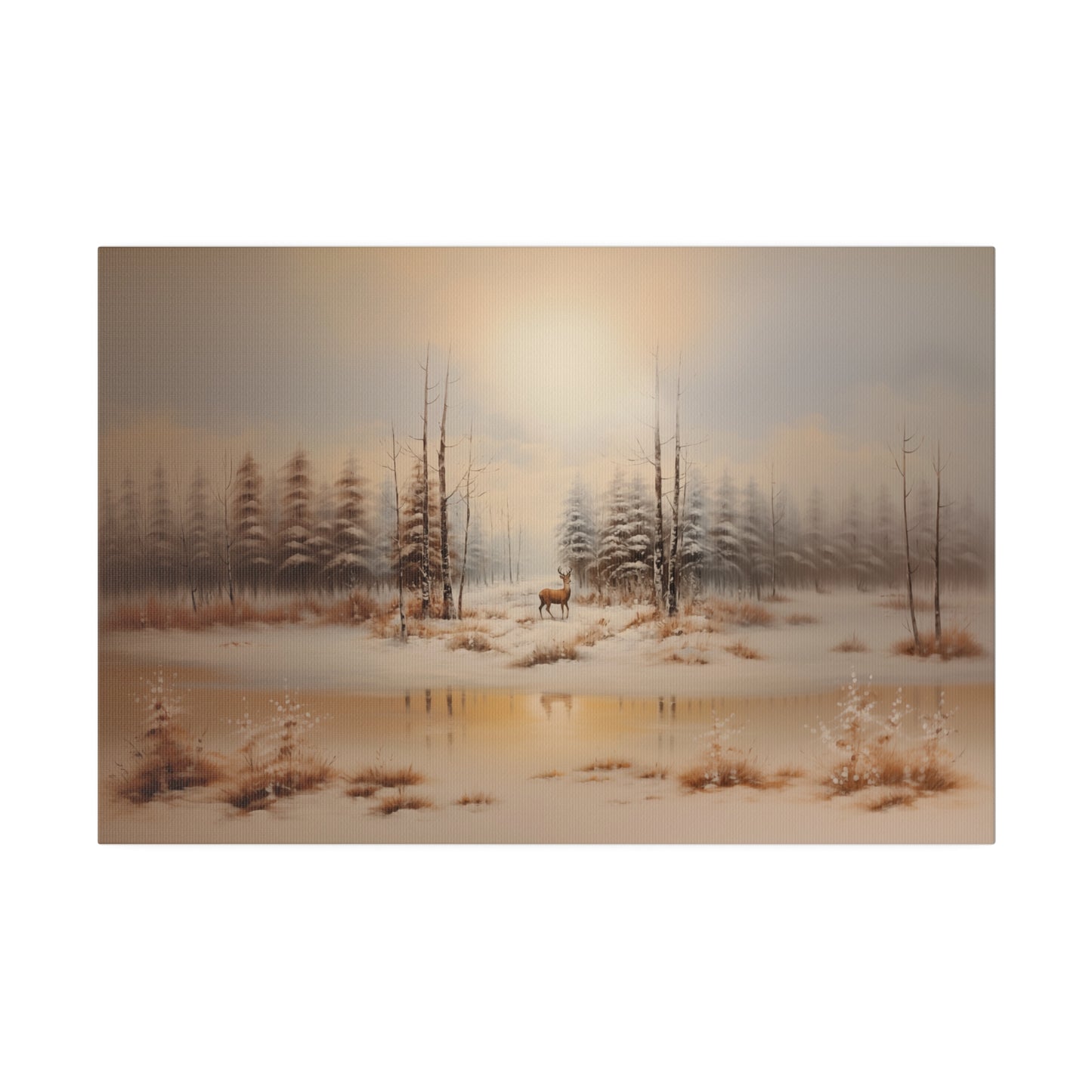 Snowy Winter Pine Tree Forest Vintage Oil Painting Canvas Print Canvas Art & Wall Decor Canvas Decor Eco-friendly Hanging Hardware Holiday Picks Home & Living Indoor Matte Seasonal Picks Sustainable Wall Wood