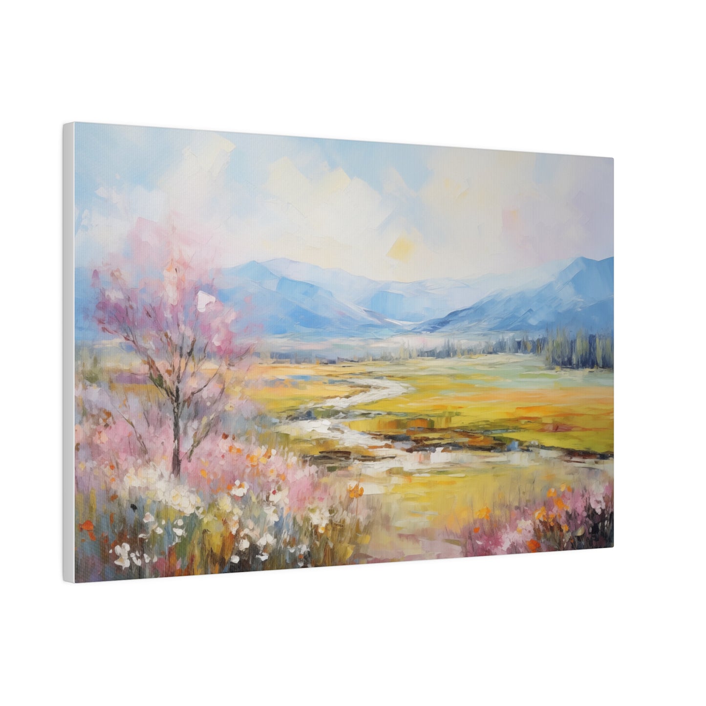 Abstract Spring Landscape Oil Painting Canvas Print 18″ x 12″ (Horizontal) 0.75'' Canvas Art & Wall Decor Canvas Decor Eco-friendly Hanging Hardware Holiday Picks Home & Living Indoor Matte Seasonal Picks Sustainable Wall Wood