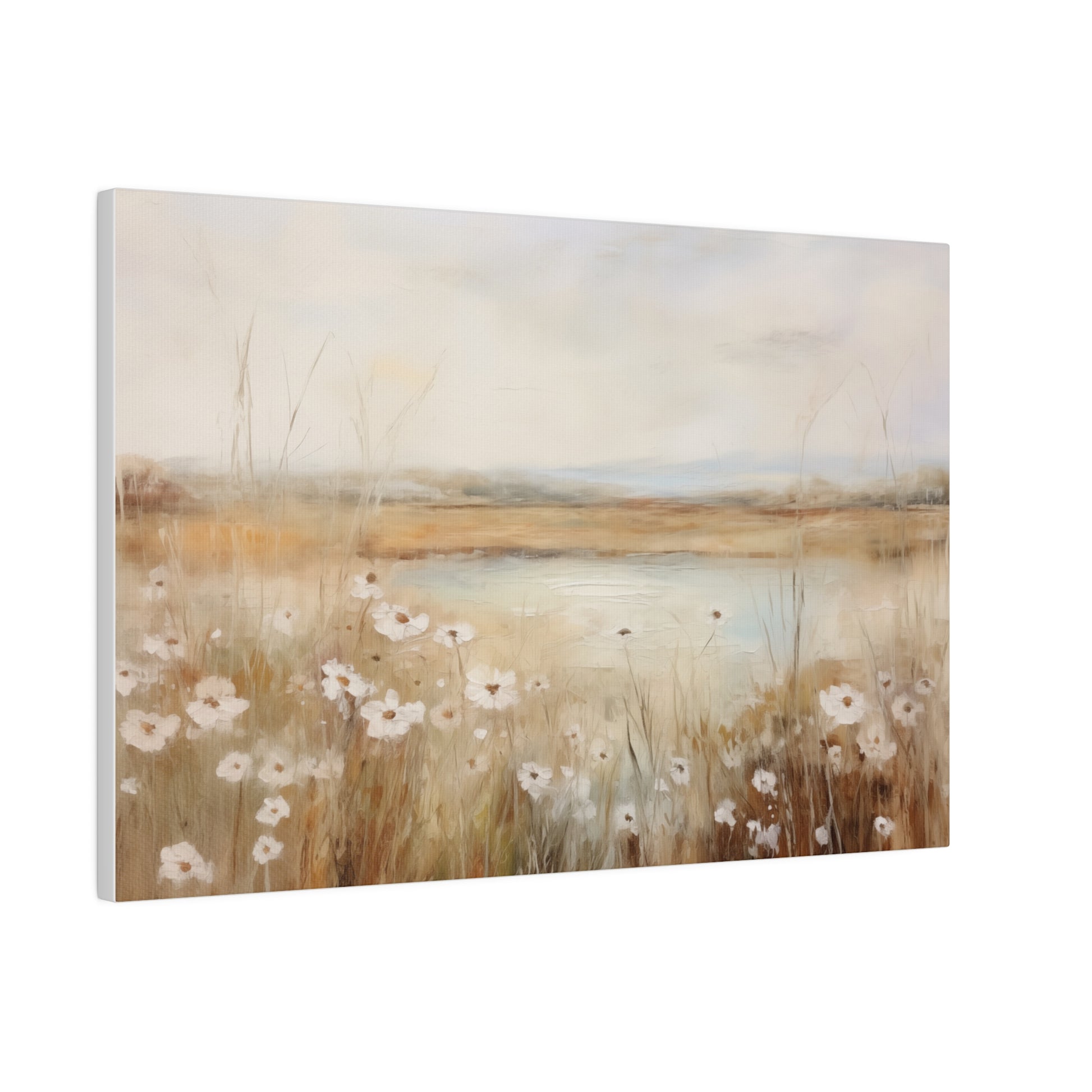 Spring Wildflower Field With Tall Grass Vintage Oil Painting Canvas Print 18″ x 12″ (Horizontal) 0.75'' Canvas Art & Wall Decor Canvas Decor Eco-friendly Hanging Hardware Holiday Picks Home & Living Indoor Matte Seasonal Picks Sustainable Wall Wood