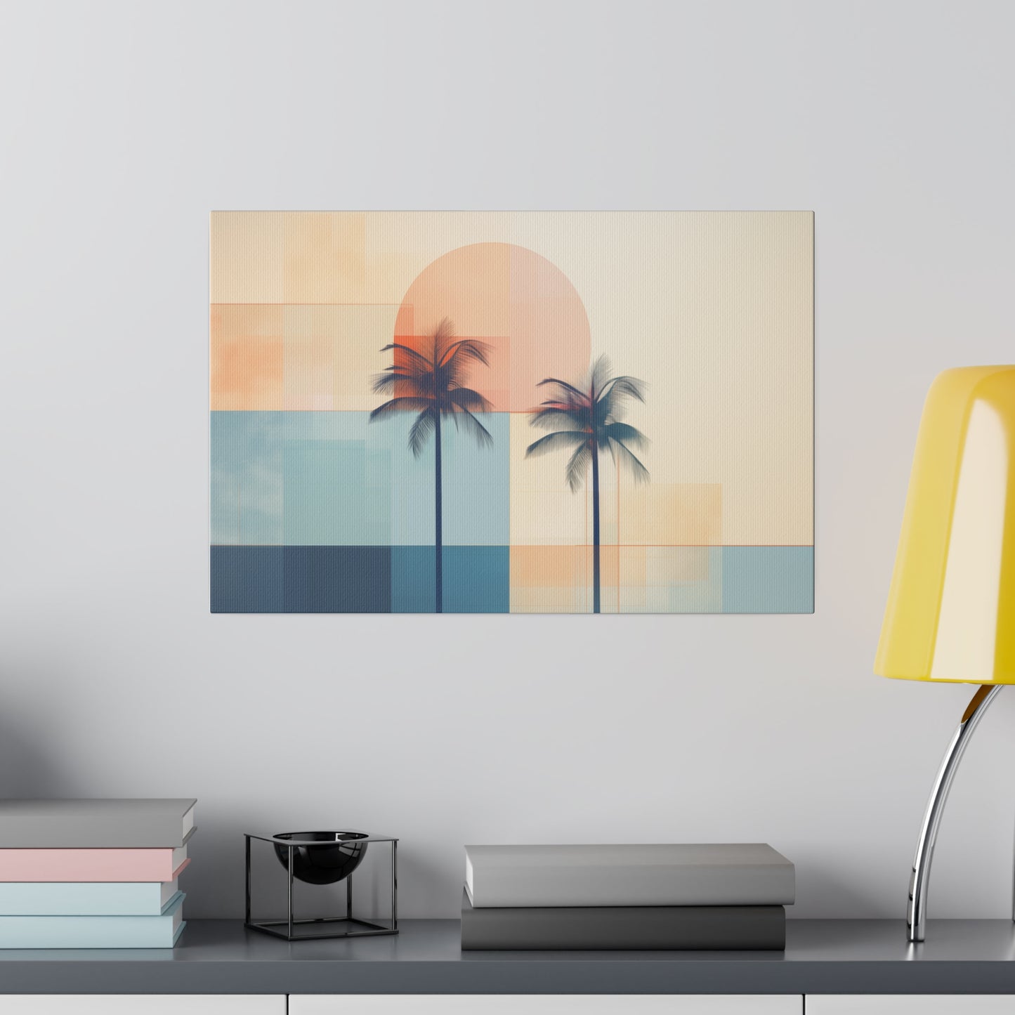 Abstract Geometric Palm Tree Sunset Canvas Print Canvas Art & Wall Decor Canvas Decor Eco-friendly Hanging Hardware Holiday Picks Home & Living Indoor Matte Seasonal Picks Sustainable Wall Wood