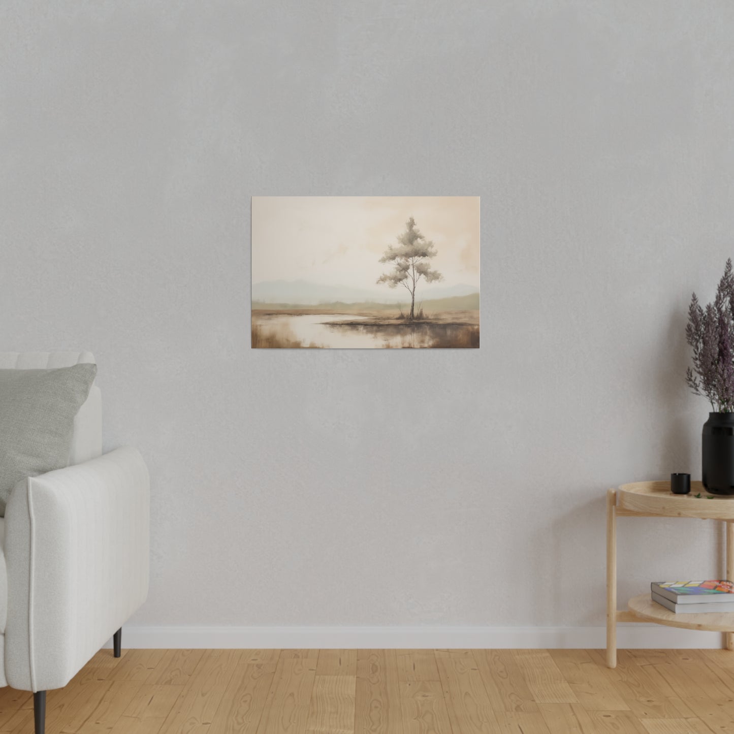 Neutral Minimalistic Landscape Vintage Oil Painting Canvas Print Canvas Art & Wall Decor Canvas Decor Eco-friendly Hanging Hardware Holiday Picks Home & Living Indoor Matte Seasonal Picks Sustainable Wall Wood