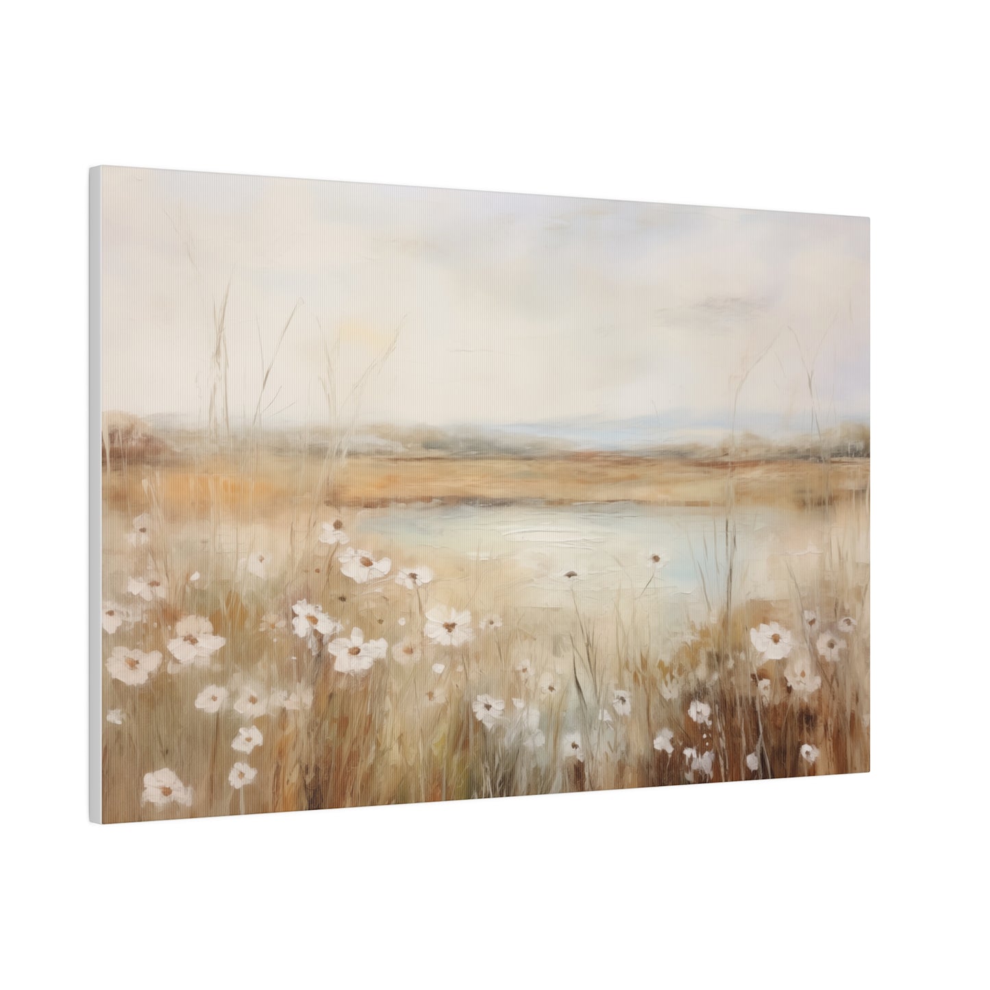 Spring Wildflower Field With Tall Grass Vintage Oil Painting Canvas Print 24″ x 16″ (Horizontal) 0.75'' Canvas Art & Wall Decor Canvas Decor Eco-friendly Hanging Hardware Holiday Picks Home & Living Indoor Matte Seasonal Picks Sustainable Wall Wood