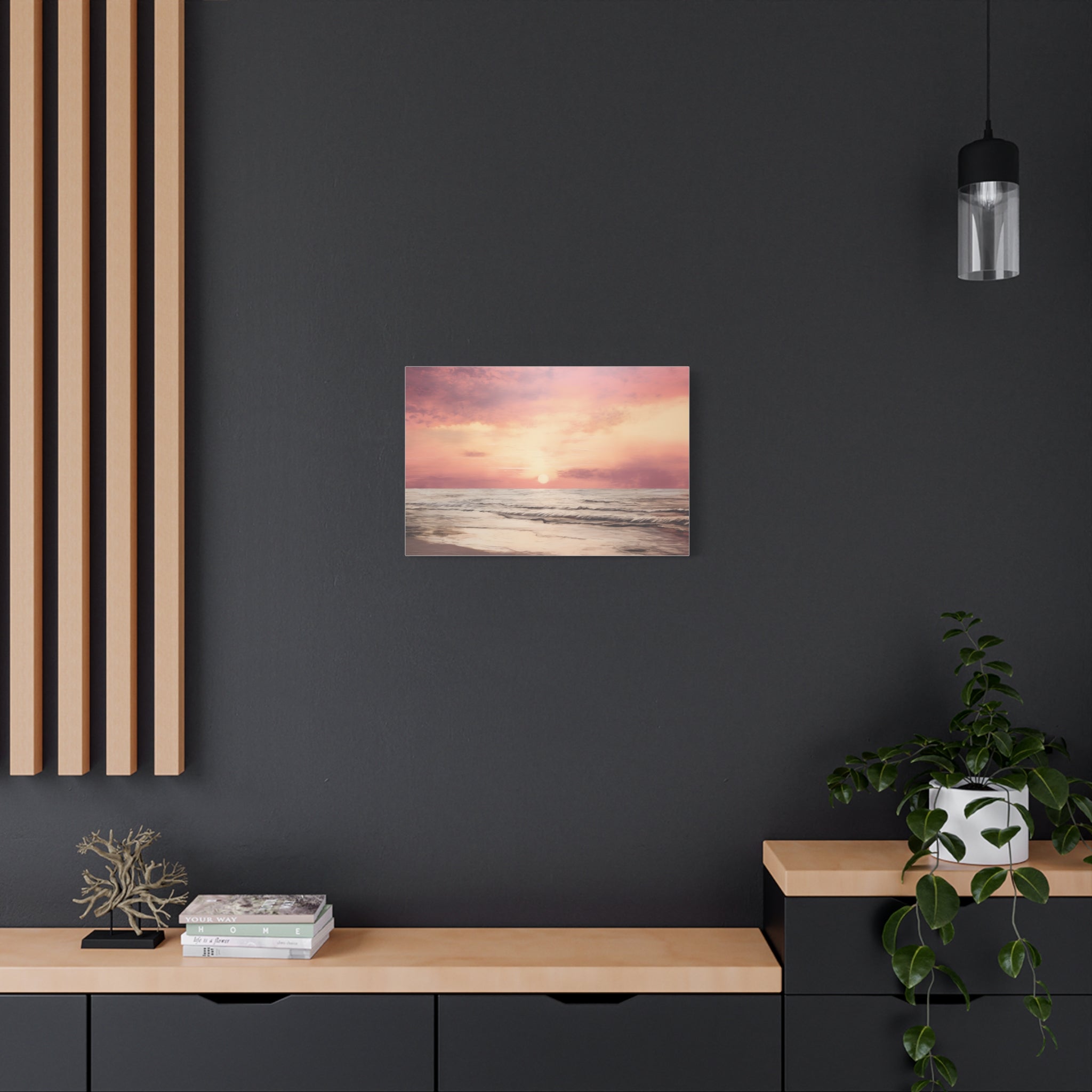 Original Oil Painting on Canvas SEASIDE fashion SUNSET by Grace Gold/Black Frame