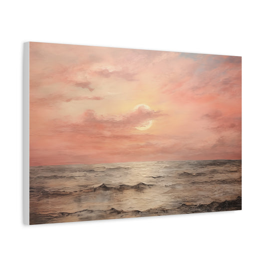 Oceanside Sunset Oil Painting Canvas Print