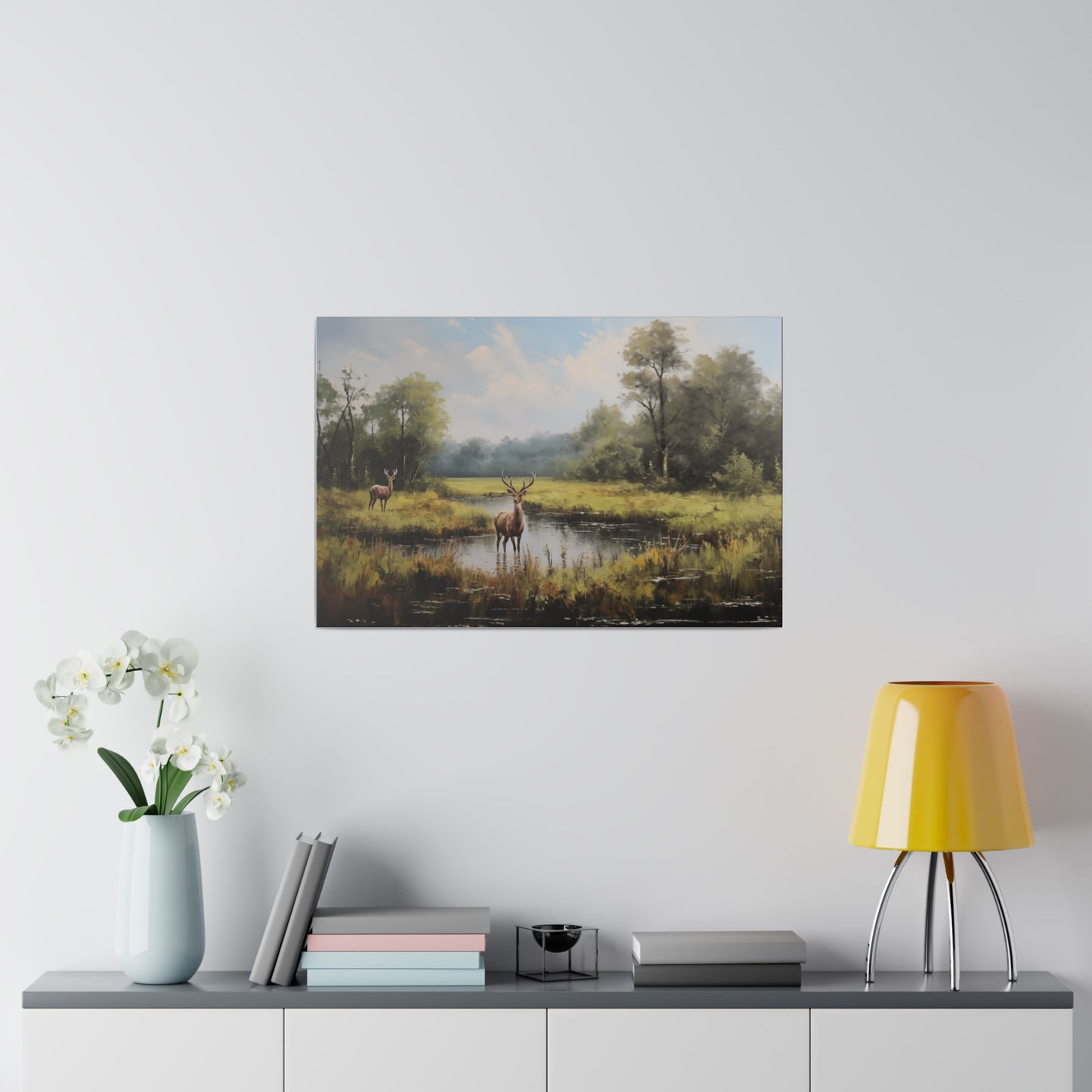 Rustic Dark Spring Meadows Landscape Vintage Oil Painting Canvas Print Canvas Art & Wall Decor Canvas Decor Eco-friendly Hanging Hardware Holiday Picks Home & Living Indoor Matte Seasonal Picks Sustainable Wall Wood