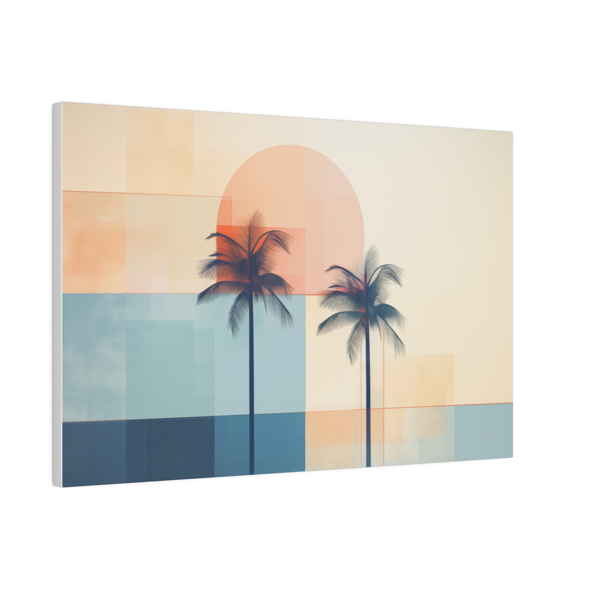 Abstract Geometric Palm Tree Sunset Canvas Print 18″ x 12″ (Horizontal) 0.75'' Canvas Art & Wall Decor Canvas Decor Eco-friendly Hanging Hardware Holiday Picks Home & Living Indoor Matte Seasonal Picks Sustainable Wall Wood