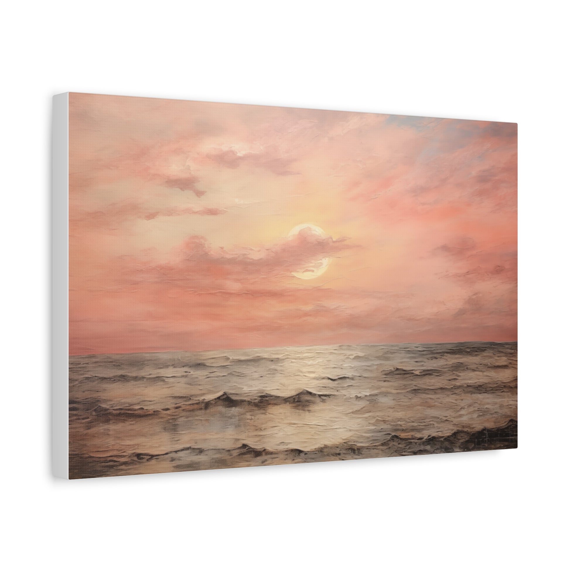 Oceanside Sunset Oil Painting Canvas Print 18″ x 12″ (Horizontal) 1.25" Canvas Art & Wall Decor Canvas Decor Hanging Hardware Home & Living Matte Mother's Day Spring Essentials Sustainable