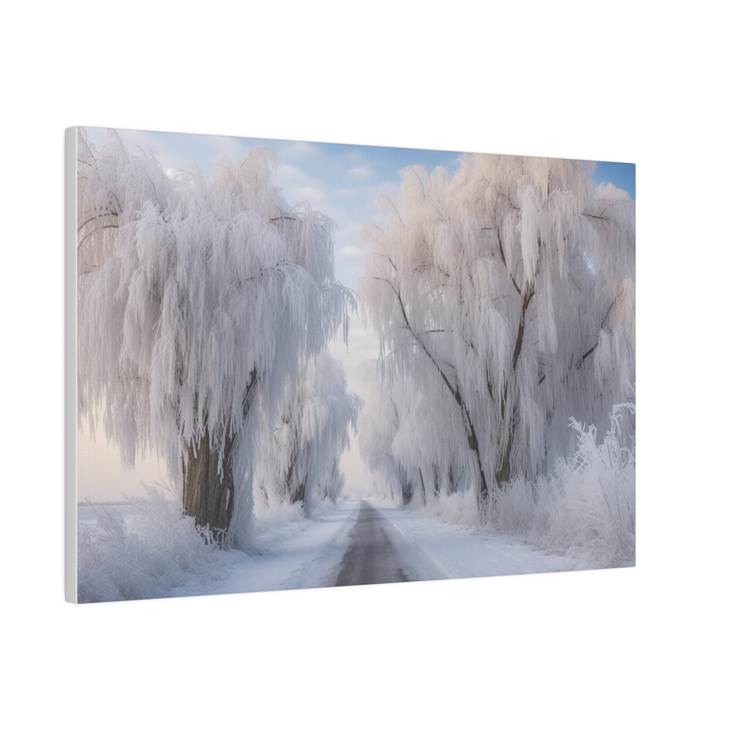 Winter Frozen Willow Trees Along Country Road Oil Painting Wall Art Canvas Print 18″ x 12″ (Horizontal) 0.75'' Canvas Art & Wall Decor Canvas Decor Eco-friendly Hanging Hardware Holiday Picks Home & Living Indoor Matte Seasonal Picks Sustainable Wall Wood