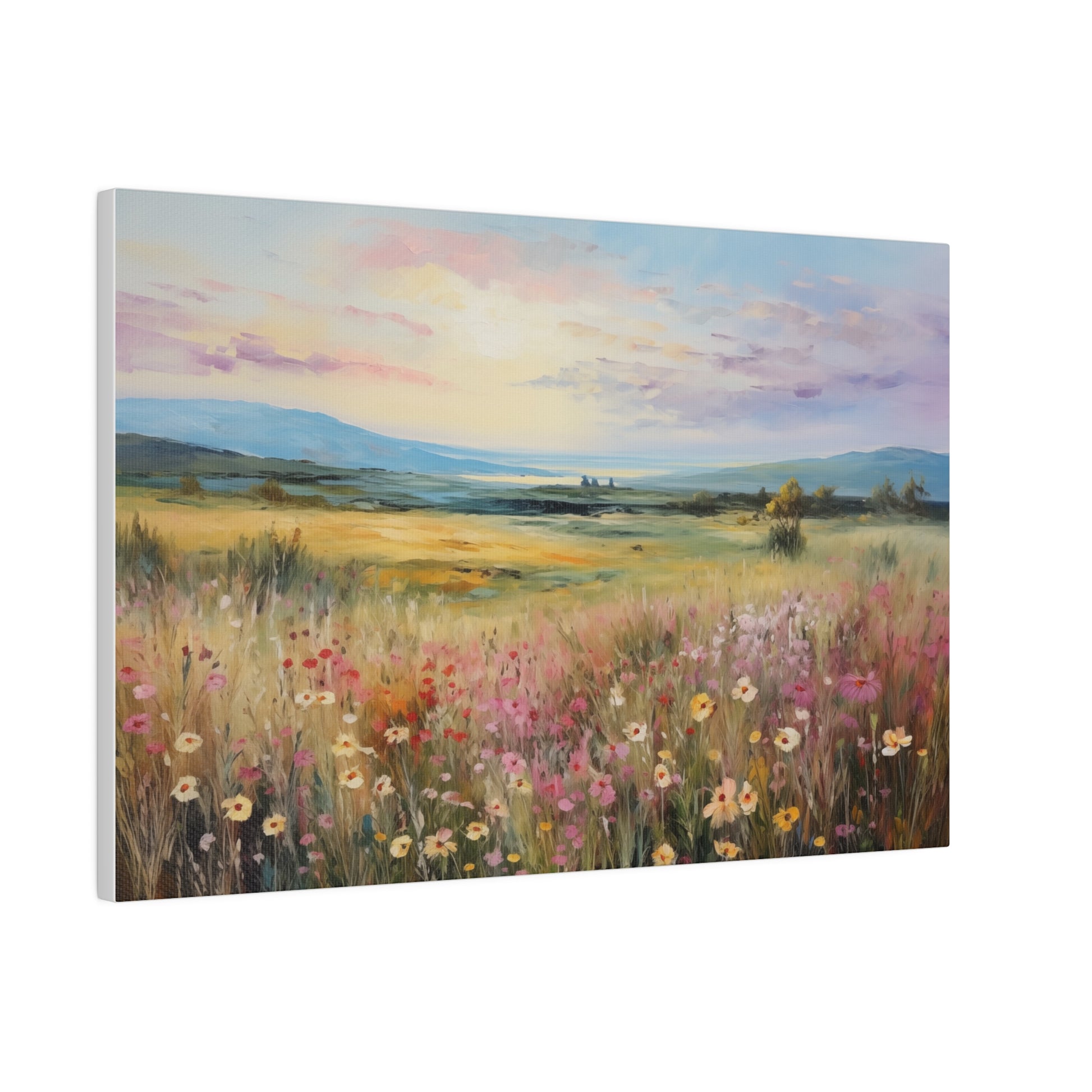 Spring Wildflower Landscape Floral Oil Canvas Print 18″ x 12″ (Horizontal) 0.75'' Canvas Art & Wall Decor Canvas Decor Eco-friendly Hanging Hardware Holiday Picks Home & Living Indoor Matte Seasonal Picks Sustainable Wall Wood