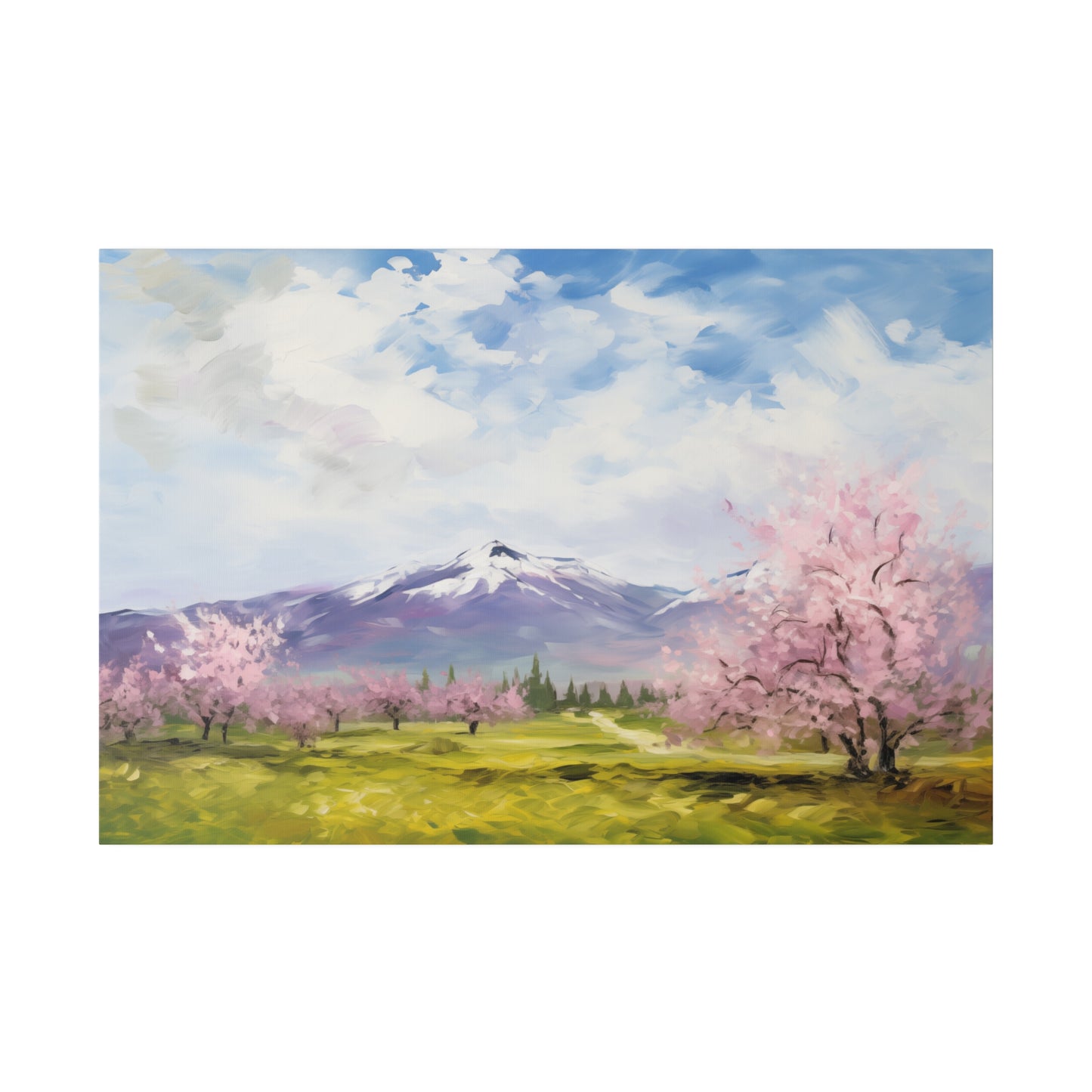 Mountainside Cherry Blossoms Spring Decor Oil Painting Canvas Print Canvas Art & Wall Decor Canvas Decor Eco-friendly Hanging Hardware Holiday Picks Home & Living Indoor Matte Seasonal Picks Sustainable Wall Wood