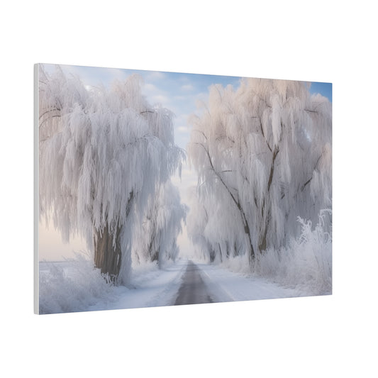 Winter Frozen Willow Trees Along Country Road Oil Painting Wall Art Canvas Print 24″ x 16″ (Horizontal) 0.75'' Canvas Art & Wall Decor Canvas Decor Eco-friendly Hanging Hardware Holiday Picks Home & Living Indoor Matte Seasonal Picks Sustainable Wall Wood