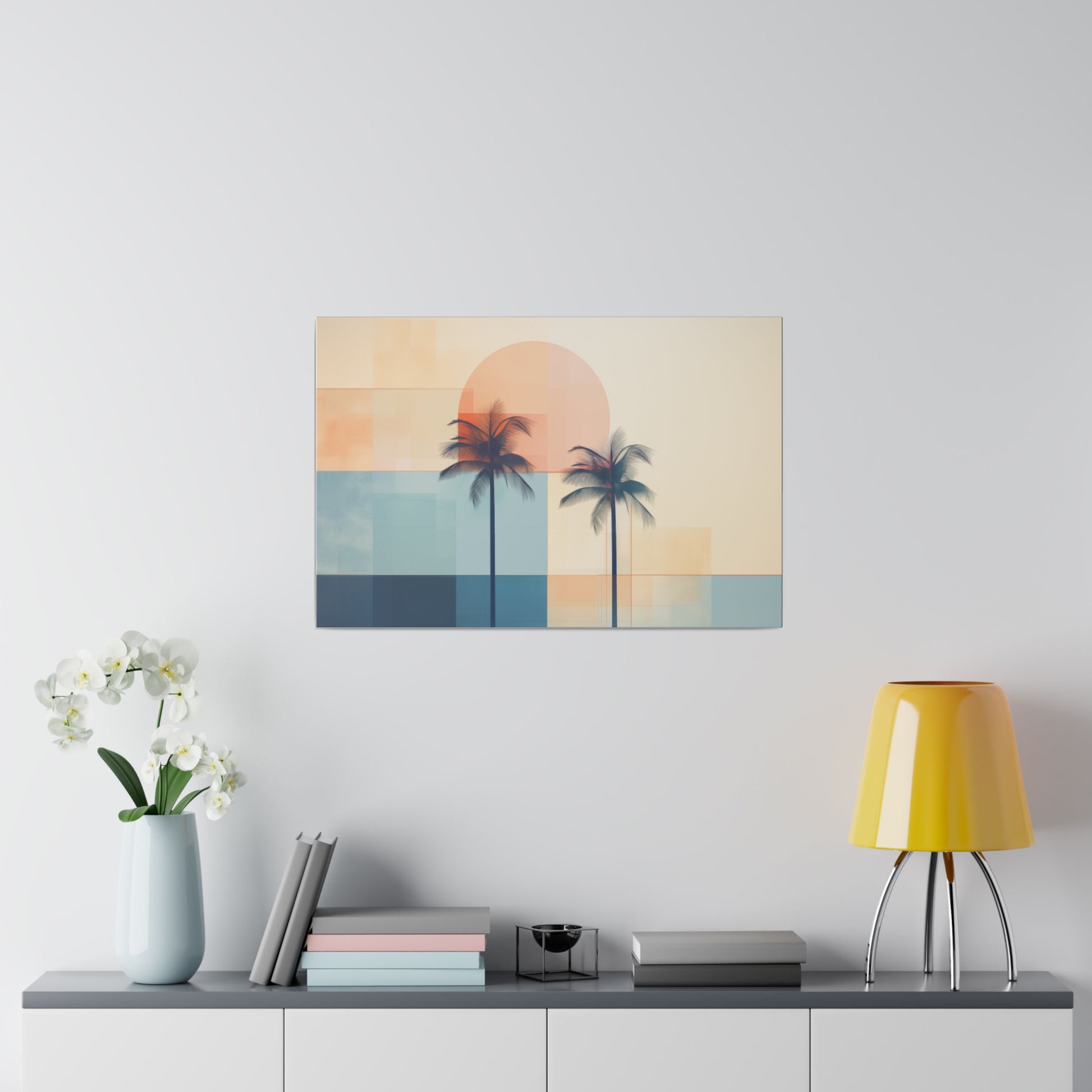 Abstract Geometric Palm Tree Sunset Canvas Print Canvas Art & Wall Decor Canvas Decor Eco-friendly Hanging Hardware Holiday Picks Home & Living Indoor Matte Seasonal Picks Sustainable Wall Wood