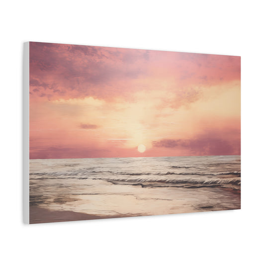 Seaside Sunset Oil Painting Canvas Print 24″ x 16″ (Horizontal) 1.25" Canvas Art & Wall Decor Canvas Decor Hanging Hardware Home & Living Matte Mother's Day Spring Essentials Sustainable