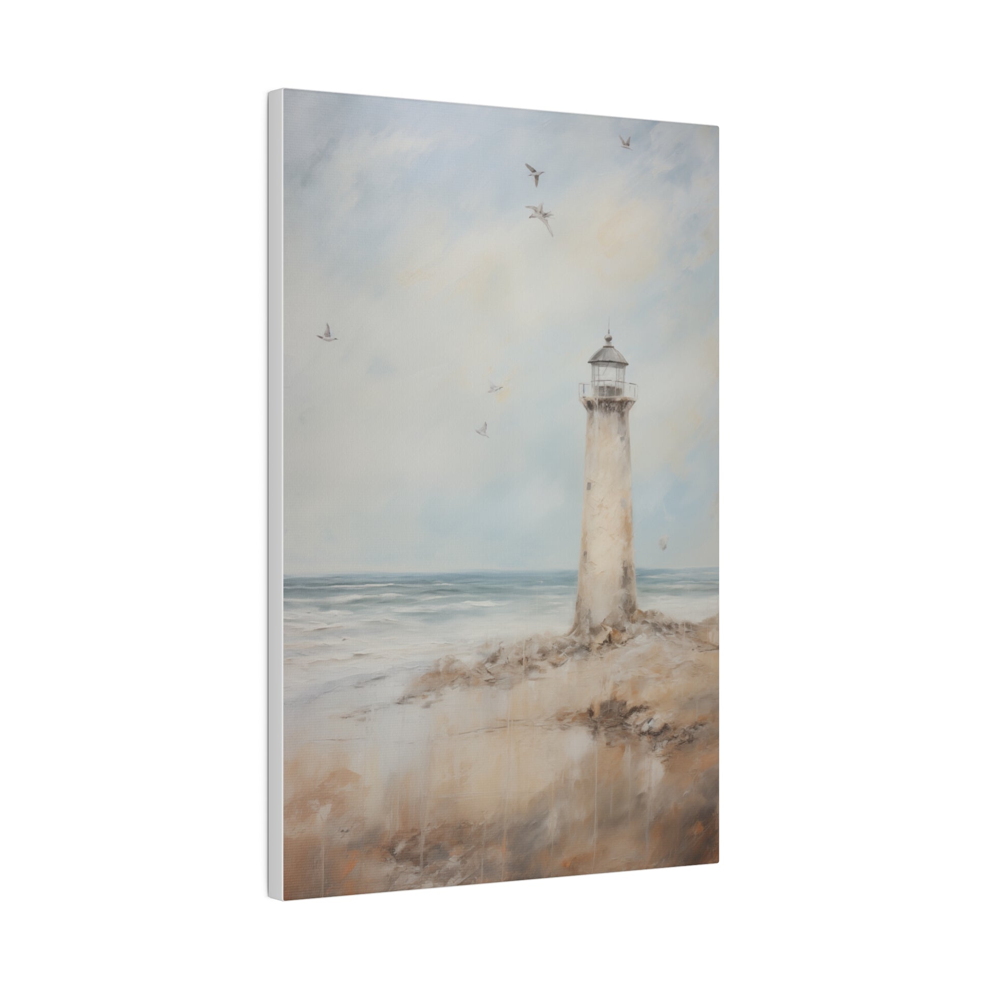 Lighthouse by the Sea Vintage Oil Painting Canvas Print 12″ x 18″ (Vertical) 0.75'' Canvas Art & Wall Decor Canvas Decor Eco-friendly Hanging Hardware Holiday Picks Home & Living Indoor Matte Seasonal Picks Sustainable Wall Wood