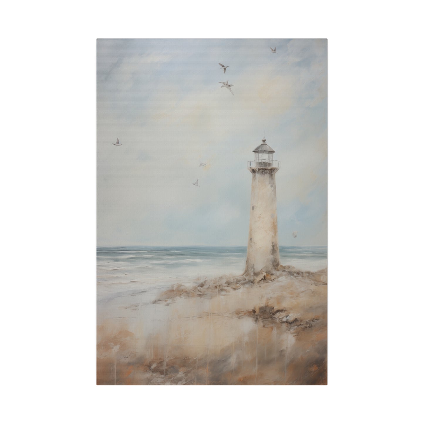 Lighthouse by the Sea Vintage Oil Painting Canvas Print Canvas Art & Wall Decor Canvas Decor Eco-friendly Hanging Hardware Holiday Picks Home & Living Indoor Matte Seasonal Picks Sustainable Wall Wood