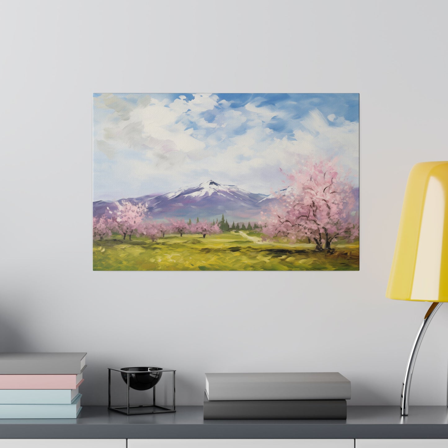 Mountainside Cherry Blossoms Spring Decor Oil Painting Canvas Print Canvas Art & Wall Decor Canvas Decor Eco-friendly Hanging Hardware Holiday Picks Home & Living Indoor Matte Seasonal Picks Sustainable Wall Wood