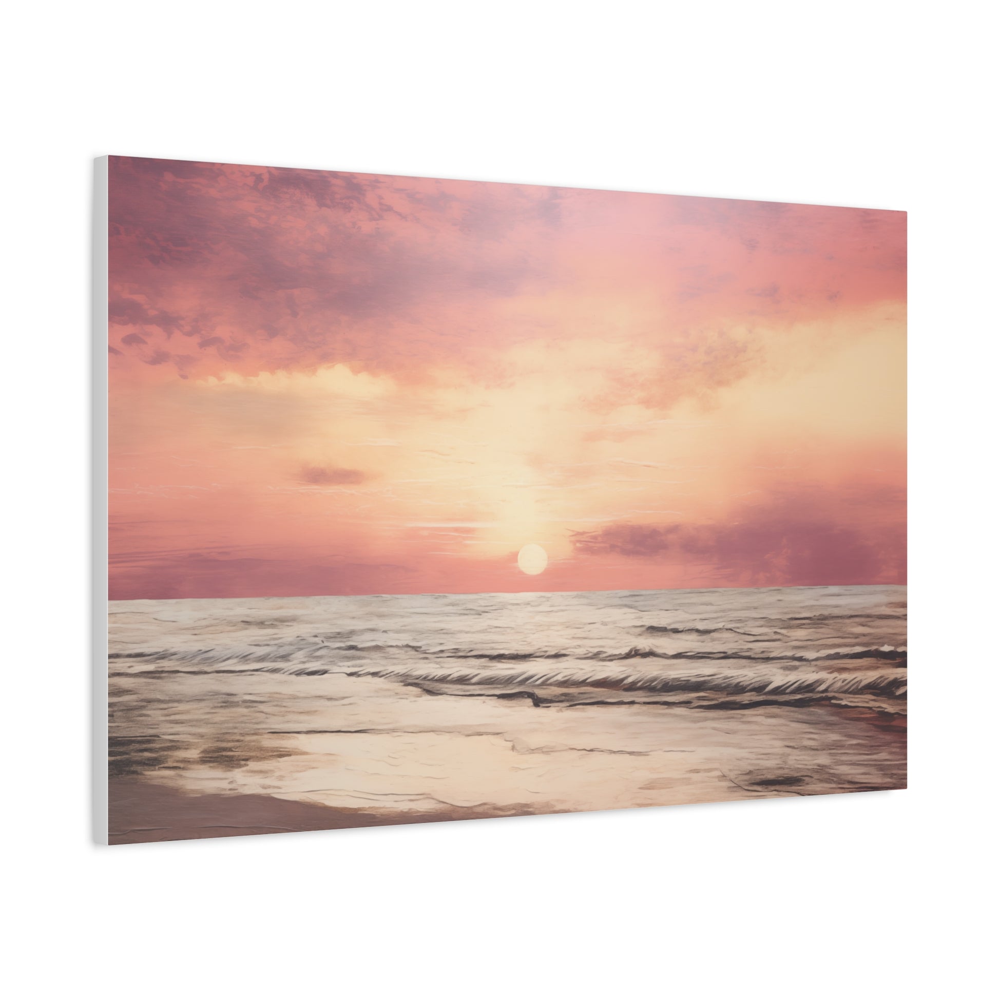 Seaside Sunset Oil Painting Canvas Print 36″ x 24″ (Horizontal) 1.25" Canvas Art & Wall Decor Canvas Decor Hanging Hardware Home & Living Matte Mother's Day Spring Essentials Sustainable