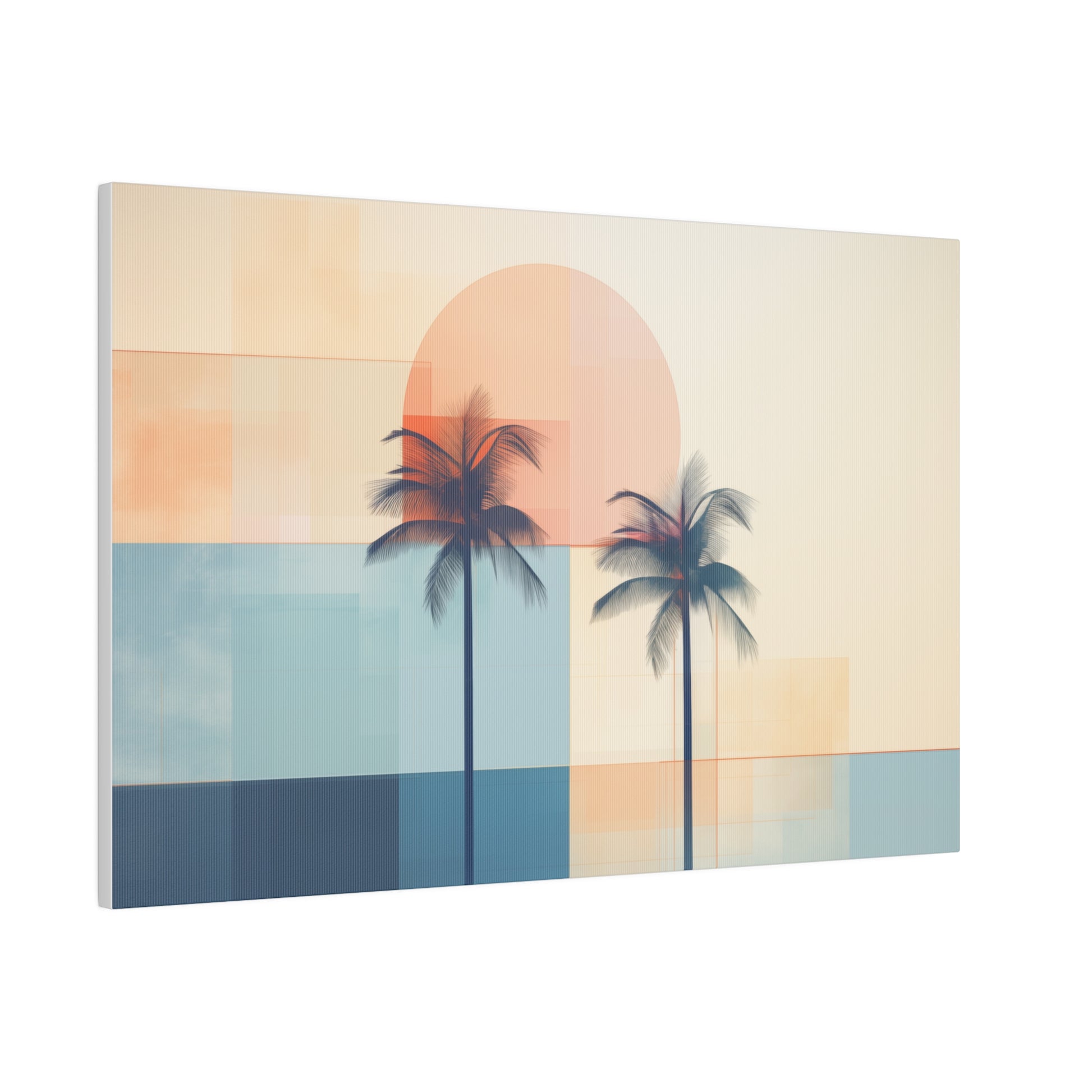 Abstract Geometric Palm Tree Sunset Canvas Print 24″ x 16″ (Horizontal) 0.75'' Canvas Art & Wall Decor Canvas Decor Eco-friendly Hanging Hardware Holiday Picks Home & Living Indoor Matte Seasonal Picks Sustainable Wall Wood