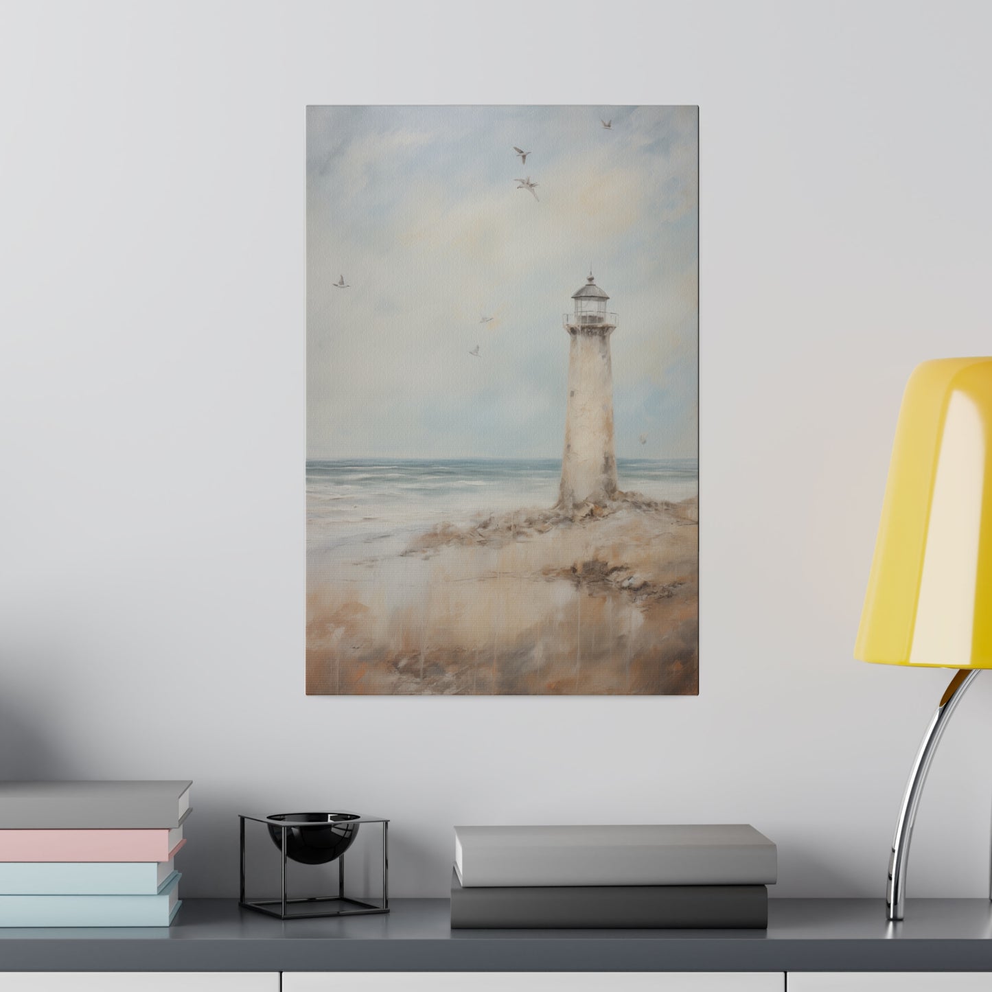 Lighthouse by the Sea Vintage Oil Painting Canvas Print Canvas Art & Wall Decor Canvas Decor Eco-friendly Hanging Hardware Holiday Picks Home & Living Indoor Matte Seasonal Picks Sustainable Wall Wood