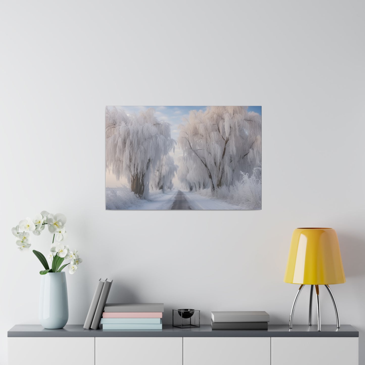 Winter Frozen Willow Trees Along Country Road Oil Painting Wall Art Canvas Print Canvas Art & Wall Decor Canvas Decor Eco-friendly Hanging Hardware Holiday Picks Home & Living Indoor Matte Seasonal Picks Sustainable Wall Wood