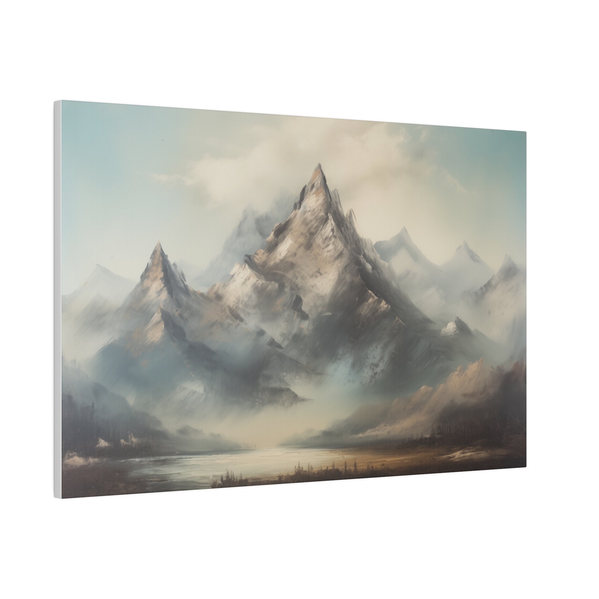 Winter Rustic Mountain Range Vintage Oil Painting Canvas Print 24″ x 16″ (Horizontal) 0.75'' Canvas Art & Wall Decor Canvas Decor Eco-friendly Hanging Hardware Holiday Picks Home & Living Indoor Matte Seasonal Picks Sustainable Wall Wood