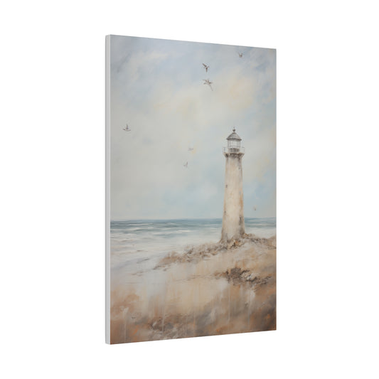 Lighthouse by the Sea Vintage Oil Painting Canvas Print 16″ x 24″ (Vertical) 0.75'' Canvas Art & Wall Decor Canvas Decor Eco-friendly Hanging Hardware Holiday Picks Home & Living Indoor Matte Seasonal Picks Sustainable Wall Wood