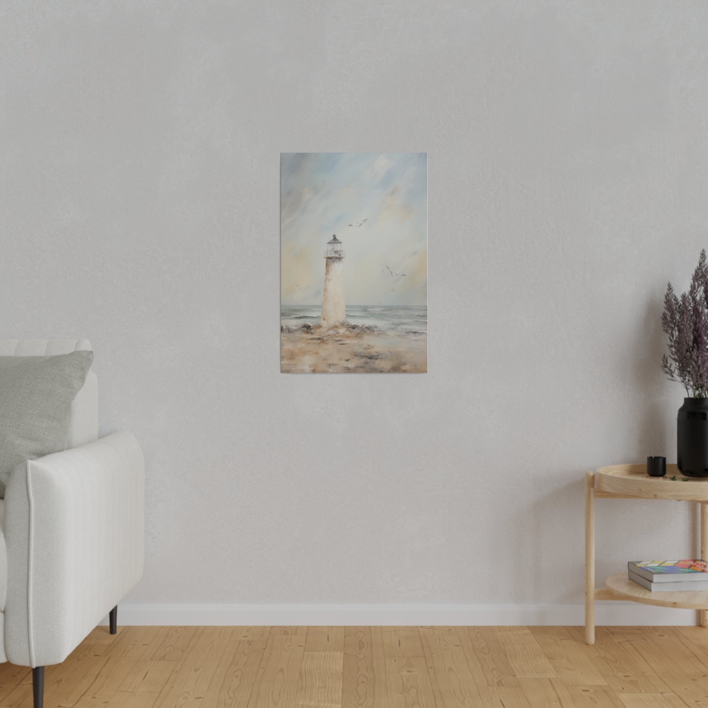 Seaside Lighthouse on the Beach Vintage Oil Painting Canvas Print Canvas Art & Wall Decor Canvas Decor Eco-friendly Hanging Hardware Holiday Picks Home & Living Indoor Matte Seasonal Picks Sustainable Wall Wood