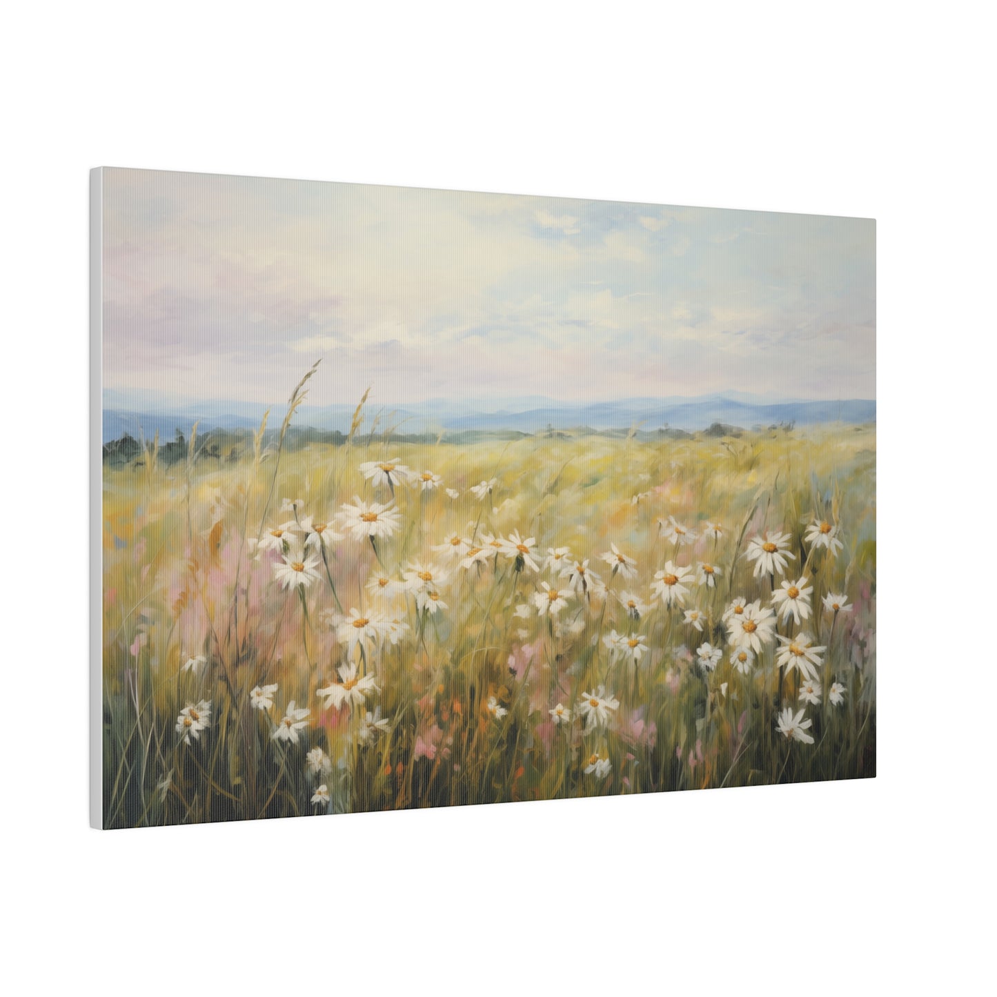 Spring Decor Wildflower Field Pastel Oil Painting Canvas Print 24″ x 16″ (Horizontal) 0.75'' Canvas Art & Wall Decor Canvas Decor Eco-friendly Hanging Hardware Holiday Picks Home & Living Indoor Matte Seasonal Picks Sustainable Wall Wood