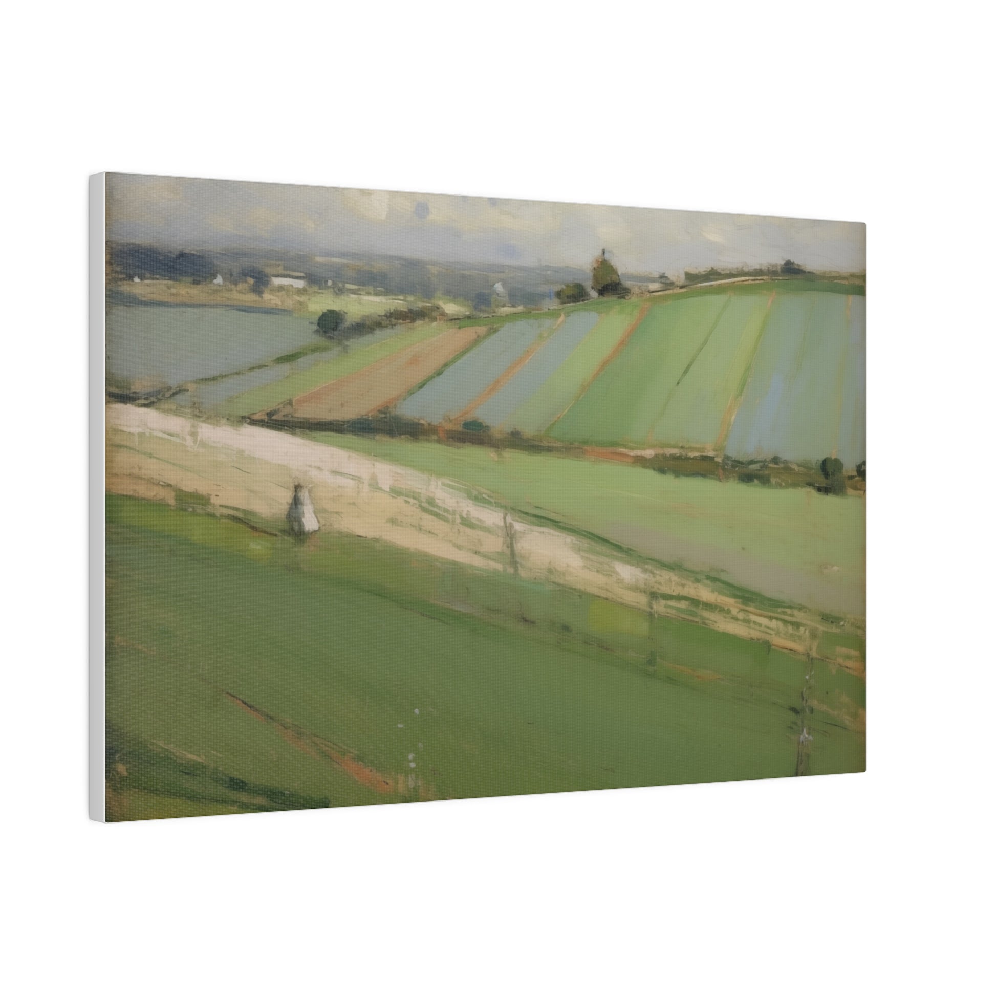 Rolling Hills Countryside Vintage Style Oil Painting Canvas Print 18″ x 12″ (Horizontal) 0.75'' Canvas Art & Wall Decor Canvas Decor Eco-friendly Hanging Hardware Holiday Picks Home & Living Indoor Matte Seasonal Picks Sustainable Wall Wood