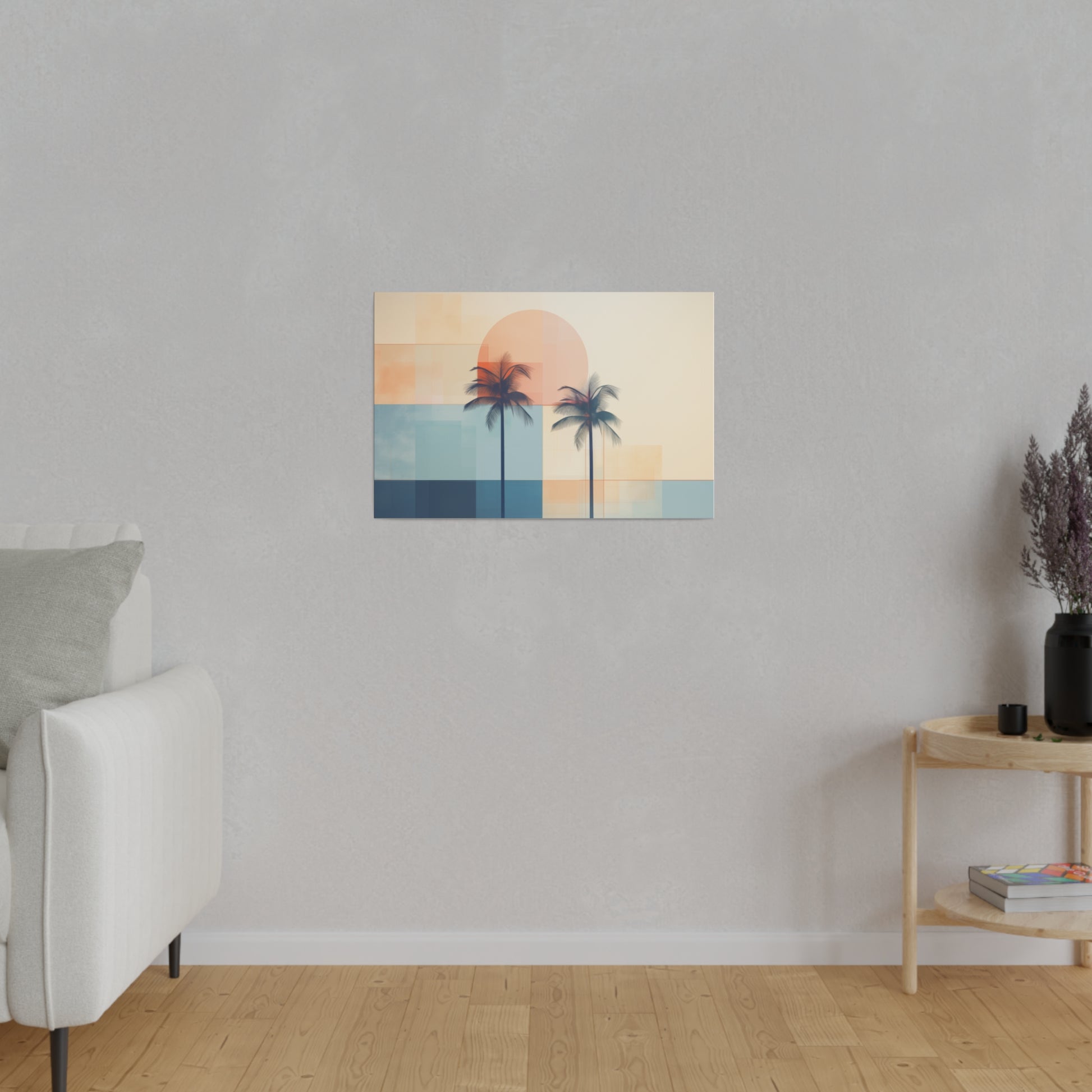 Abstract Geometric Palm Tree Sunset Canvas Print Canvas Art & Wall Decor Canvas Decor Eco-friendly Hanging Hardware Holiday Picks Home & Living Indoor Matte Seasonal Picks Sustainable Wall Wood