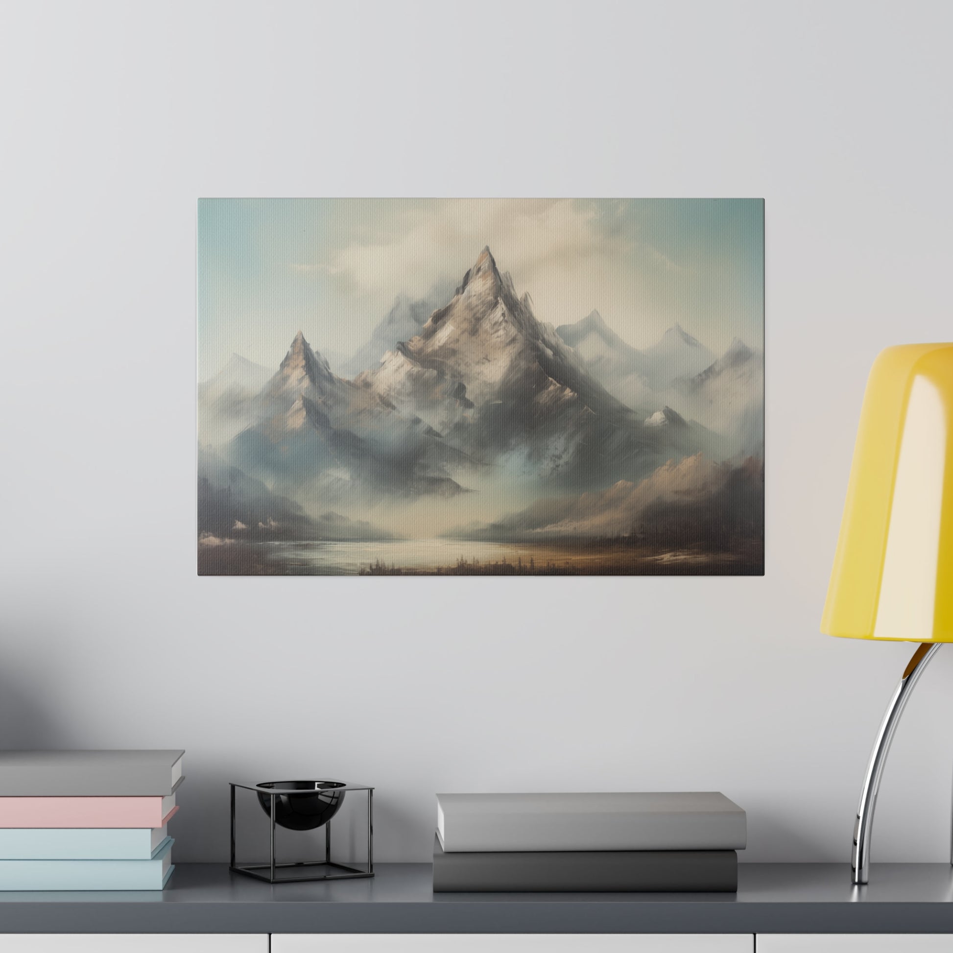 Winter Rustic Mountain Range Vintage Oil Painting Canvas Print Canvas Art & Wall Decor Canvas Decor Eco-friendly Hanging Hardware Holiday Picks Home & Living Indoor Matte Seasonal Picks Sustainable Wall Wood