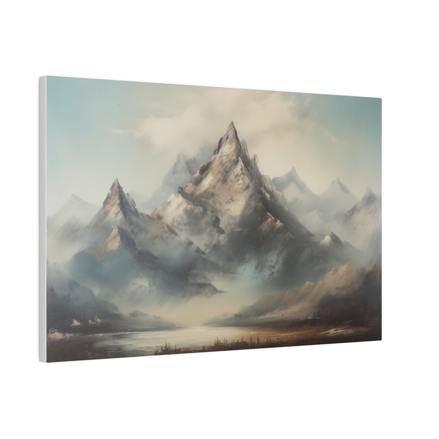 Winter Rustic Mountain Range Vintage Oil Painting Canvas Print 18″ x 12″ (Horizontal) 0.75'' Canvas Art & Wall Decor Canvas Decor Eco-friendly Hanging Hardware Holiday Picks Home & Living Indoor Matte Seasonal Picks Sustainable Wall Wood