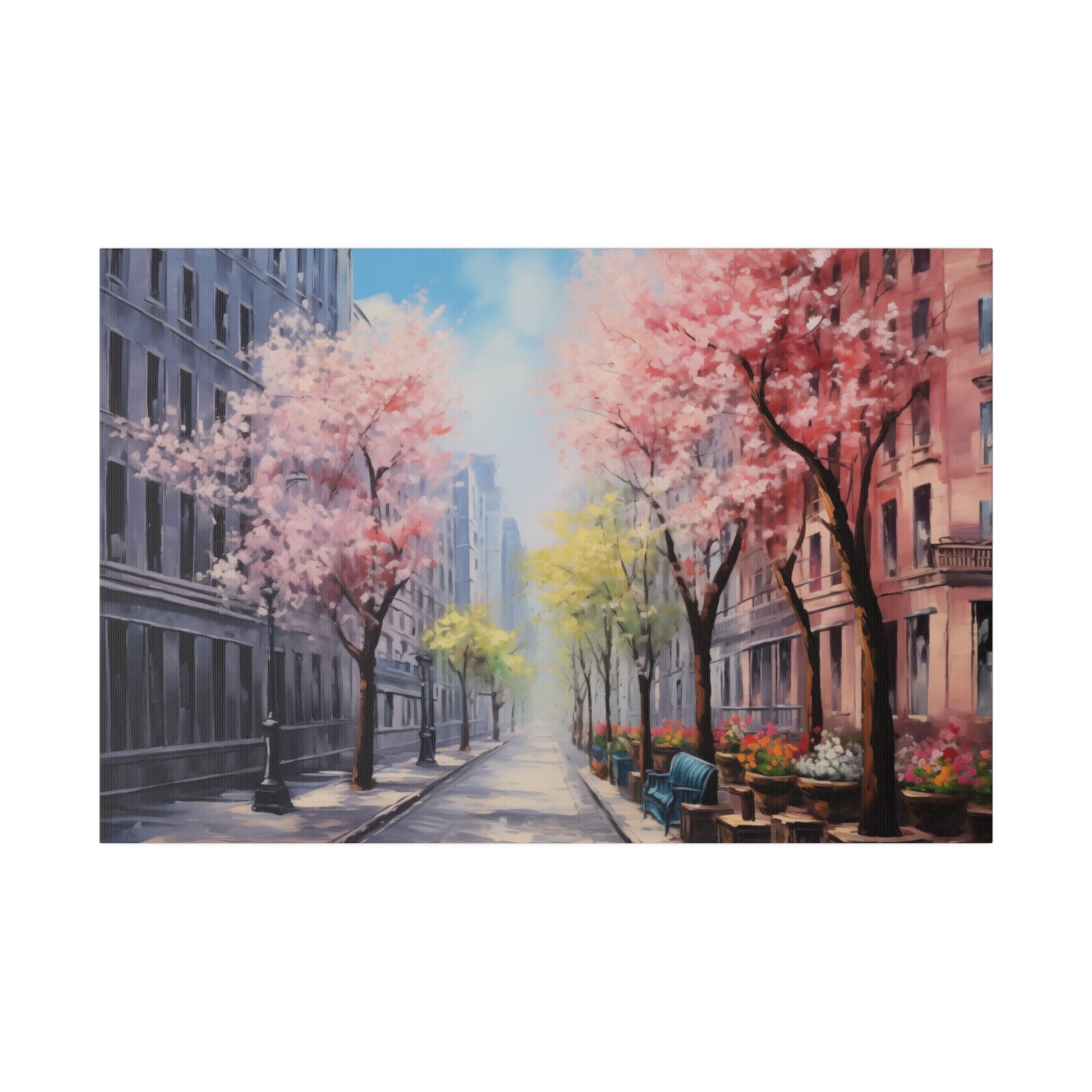 Spring in the City Oil Painting Canvas Print Canvas Art & Wall Decor Canvas Decor Eco-friendly Hanging Hardware Holiday Picks Home & Living Indoor Matte Seasonal Picks Sustainable Wall Wood