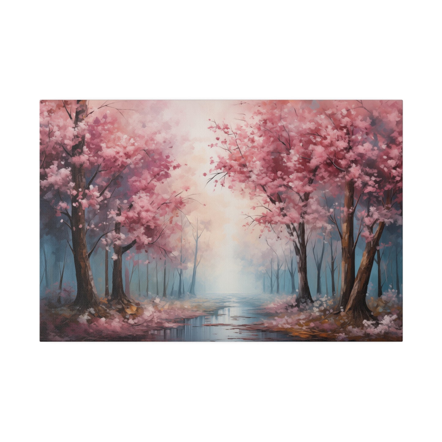 Cherry Blossom Trees Along River Spring Decor Wall Art Oil Painting Canvas Print Canvas Art & Wall Decor Canvas Decor Eco-friendly Hanging Hardware Holiday Picks Home & Living Indoor Matte Seasonal Picks Sustainable Wall Wood