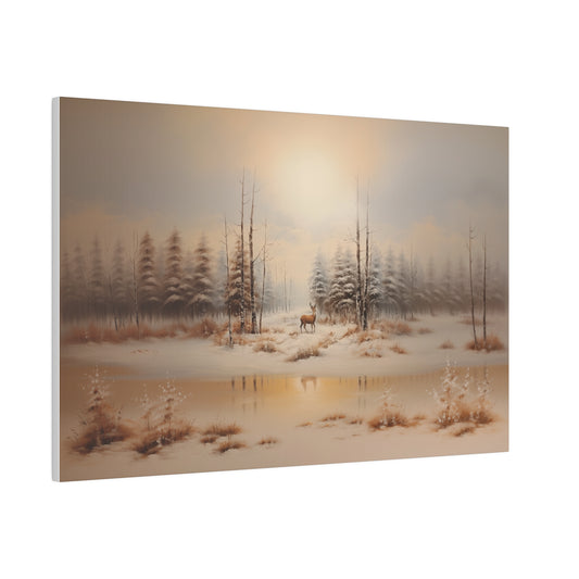 Snowy Winter Pine Tree Forest Vintage Oil Painting Canvas Print 24″ x 16″ (Horizontal) 0.75'' Canvas Art & Wall Decor Canvas Decor Eco-friendly Hanging Hardware Holiday Picks Home & Living Indoor Matte Seasonal Picks Sustainable Wall Wood