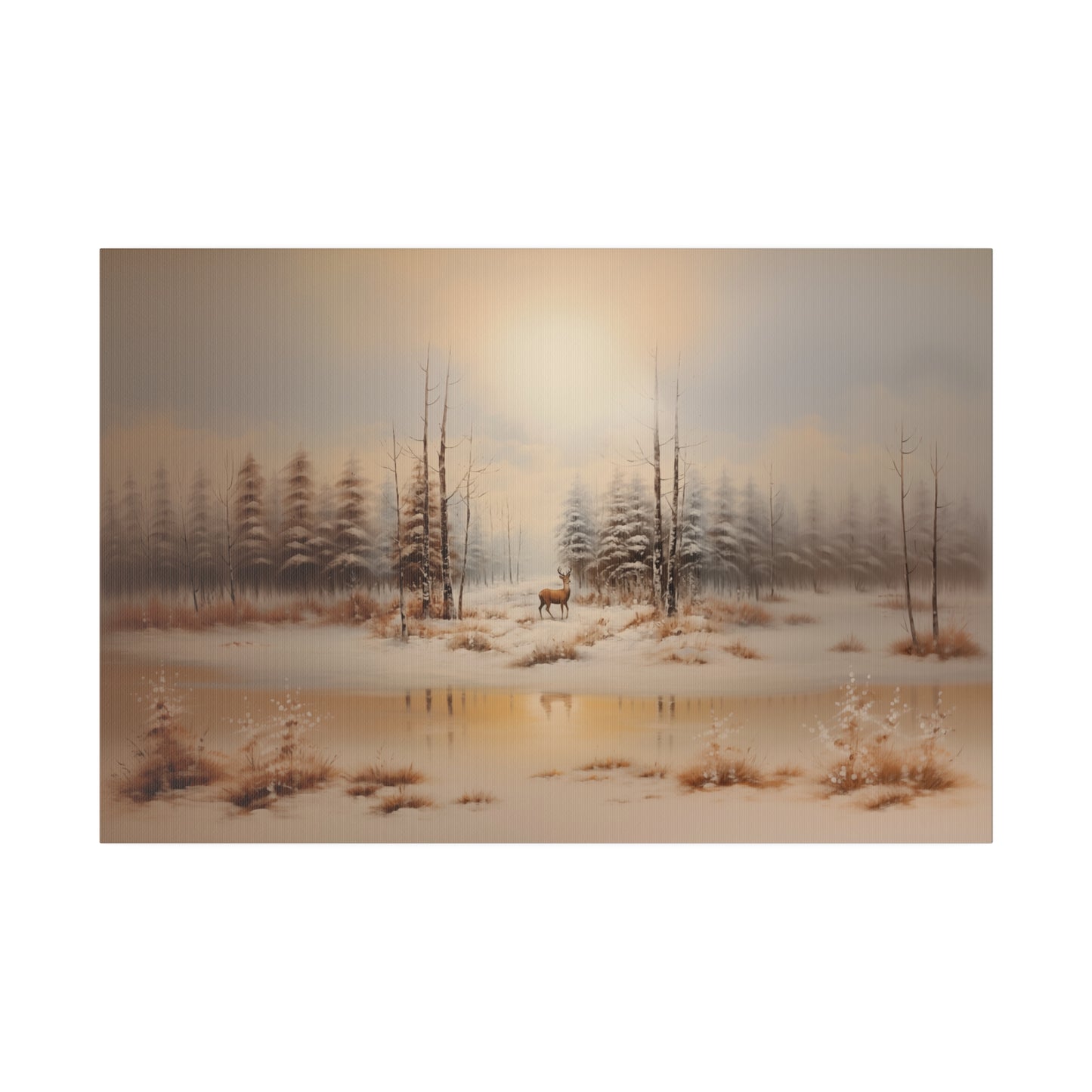 Snowy Winter Pine Tree Forest Vintage Oil Painting Canvas Print Canvas Art & Wall Decor Canvas Decor Eco-friendly Hanging Hardware Holiday Picks Home & Living Indoor Matte Seasonal Picks Sustainable Wall Wood