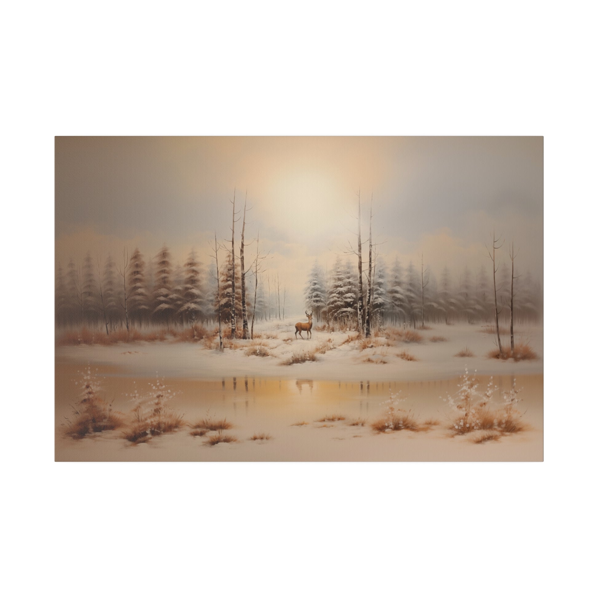 Snowy Winter Pine Tree Forest Vintage Oil Painting Canvas Print Canvas Art & Wall Decor Canvas Decor Eco-friendly Hanging Hardware Holiday Picks Home & Living Indoor Matte Seasonal Picks Sustainable Wall Wood