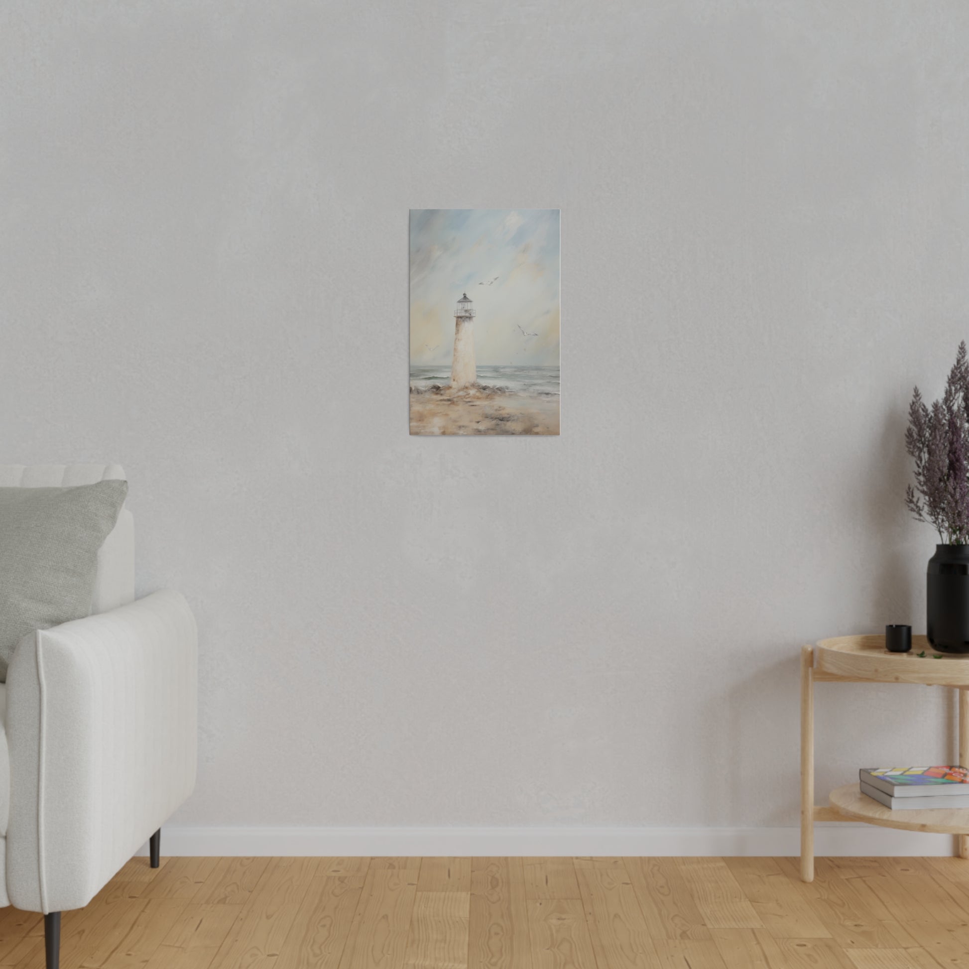 Seaside Lighthouse on the Beach Vintage Oil Painting Canvas Print Canvas Art & Wall Decor Canvas Decor Eco-friendly Hanging Hardware Holiday Picks Home & Living Indoor Matte Seasonal Picks Sustainable Wall Wood