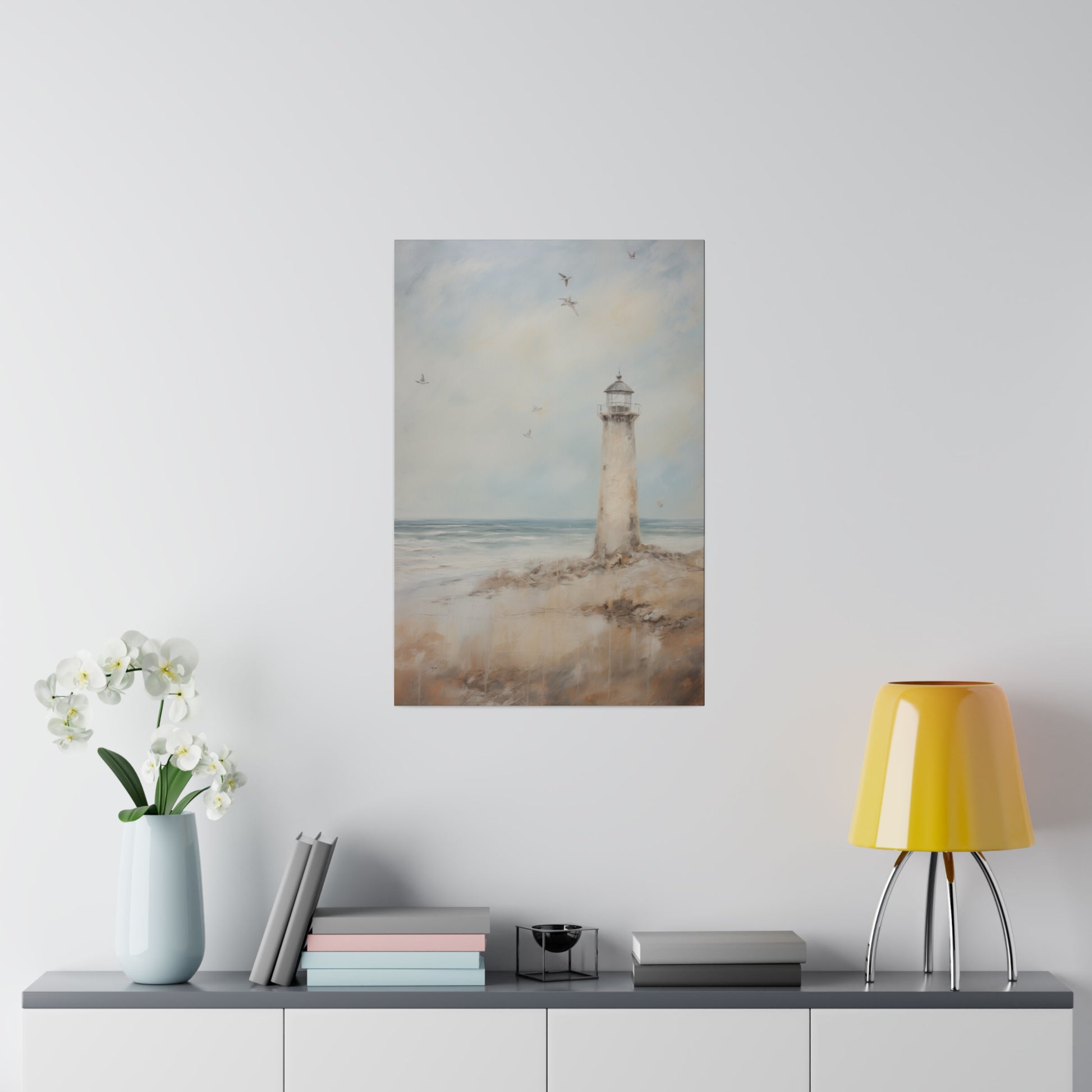 Lighthouse by the Sea Vintage Oil Painting Canvas Print Canvas Art & Wall Decor Canvas Decor Eco-friendly Hanging Hardware Holiday Picks Home & Living Indoor Matte Seasonal Picks Sustainable Wall Wood