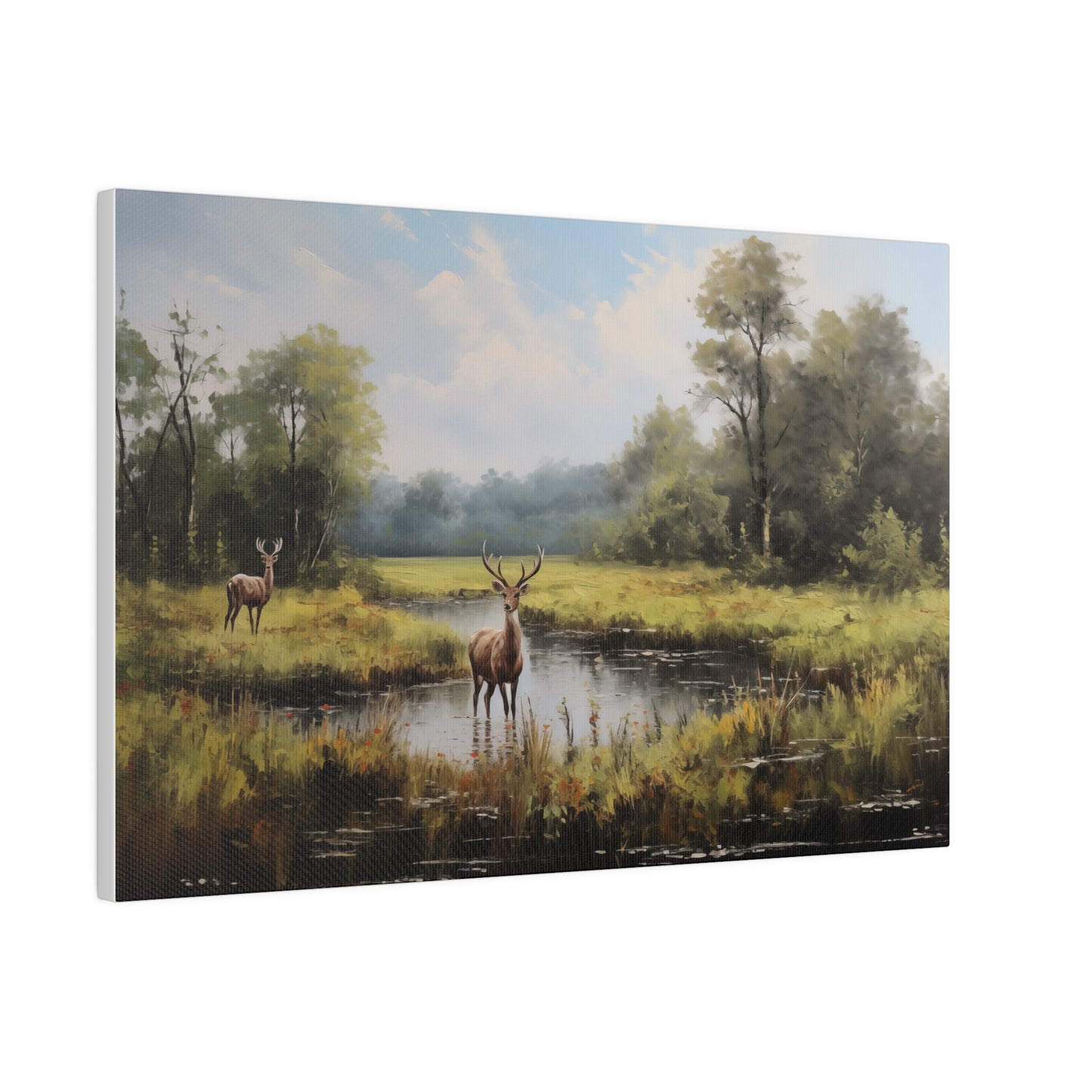 Rustic Dark Spring Meadows Landscape Vintage Oil Painting Canvas Print 18″ x 12″ (Horizontal) 0.75'' Canvas Art & Wall Decor Canvas Decor Eco-friendly Hanging Hardware Holiday Picks Home & Living Indoor Matte Seasonal Picks Sustainable Wall Wood