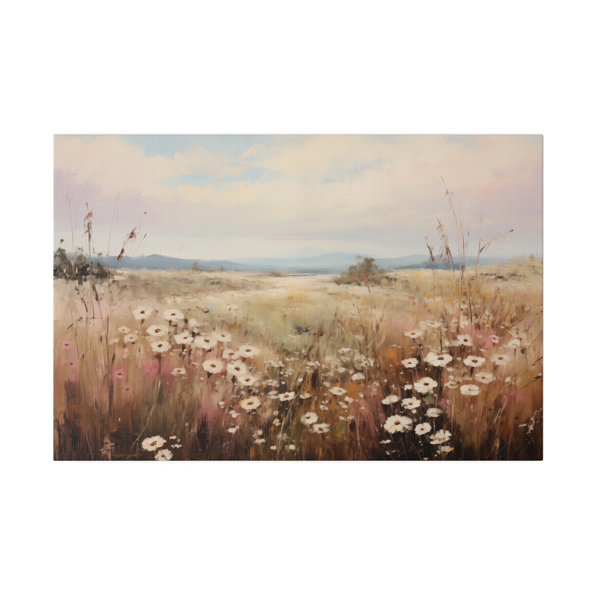 Spring Wildflower Field Landscape Vintage Oil Painting Canvas Print Canvas Art & Wall Decor Canvas Decor Eco-friendly Hanging Hardware Holiday Picks Home & Living Indoor Matte Seasonal Picks Sustainable Wall Wood