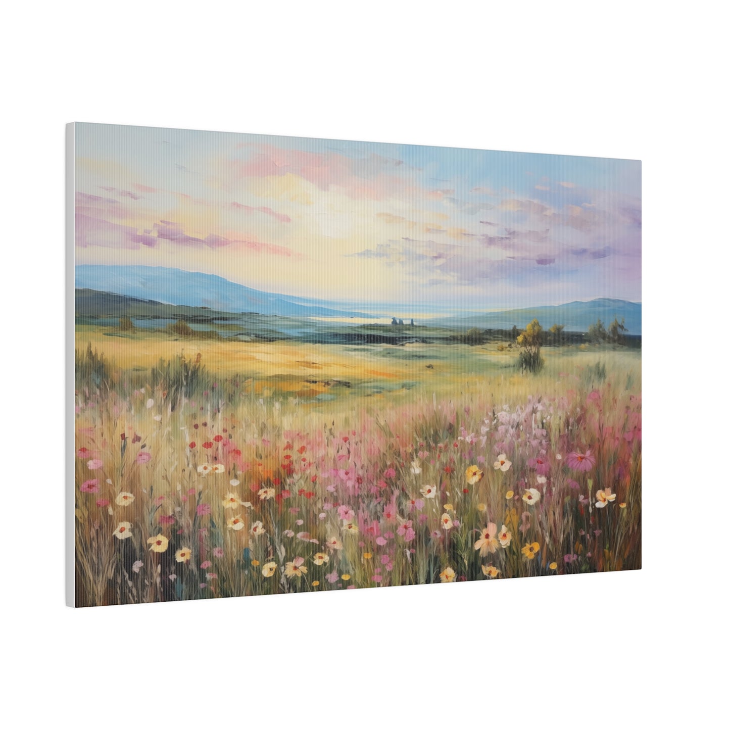 Spring Wildflower Landscape Floral Oil Canvas Print 24″ x 16″ (Horizontal) 0.75'' Canvas Art & Wall Decor Canvas Decor Eco-friendly Hanging Hardware Holiday Picks Home & Living Indoor Matte Seasonal Picks Sustainable Wall Wood