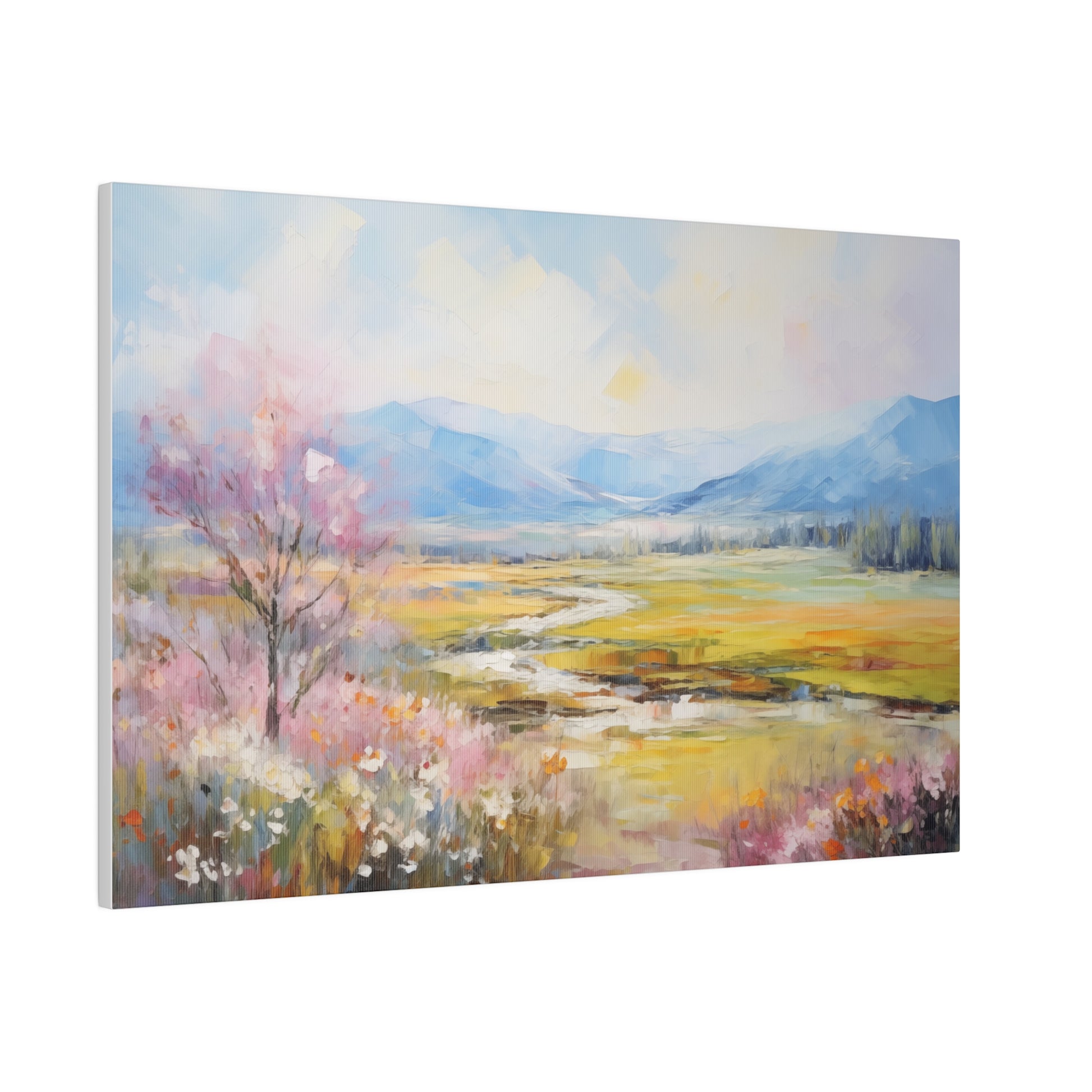 Abstract Spring Landscape Oil Painting Canvas Print 24″ x 16″ (Horizontal) 0.75'' Canvas Art & Wall Decor Canvas Decor Eco-friendly Hanging Hardware Holiday Picks Home & Living Indoor Matte Seasonal Picks Sustainable Wall Wood