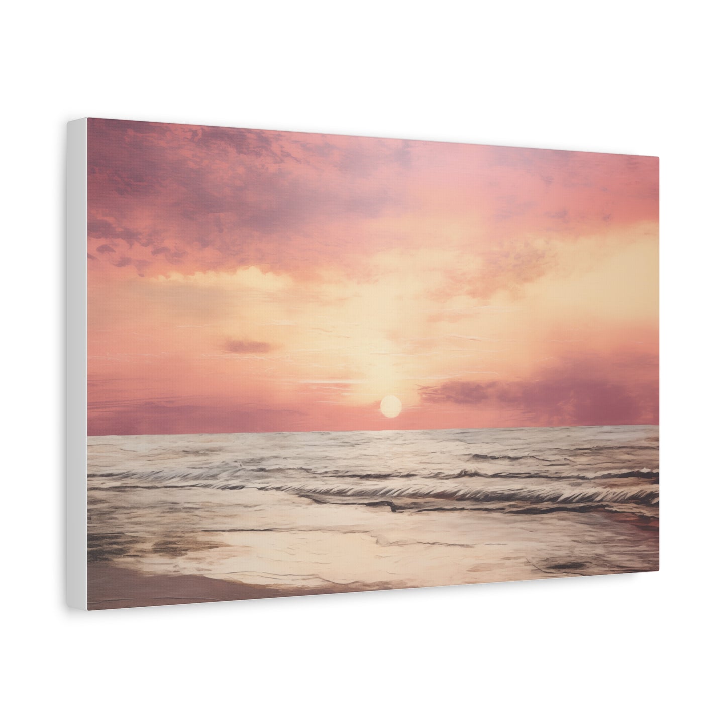 Seaside Sunset Oil Painting Canvas Print 18″ x 12″ (Horizontal) 1.25" Canvas Art & Wall Decor Canvas Decor Hanging Hardware Home & Living Matte Mother's Day Spring Essentials Sustainable