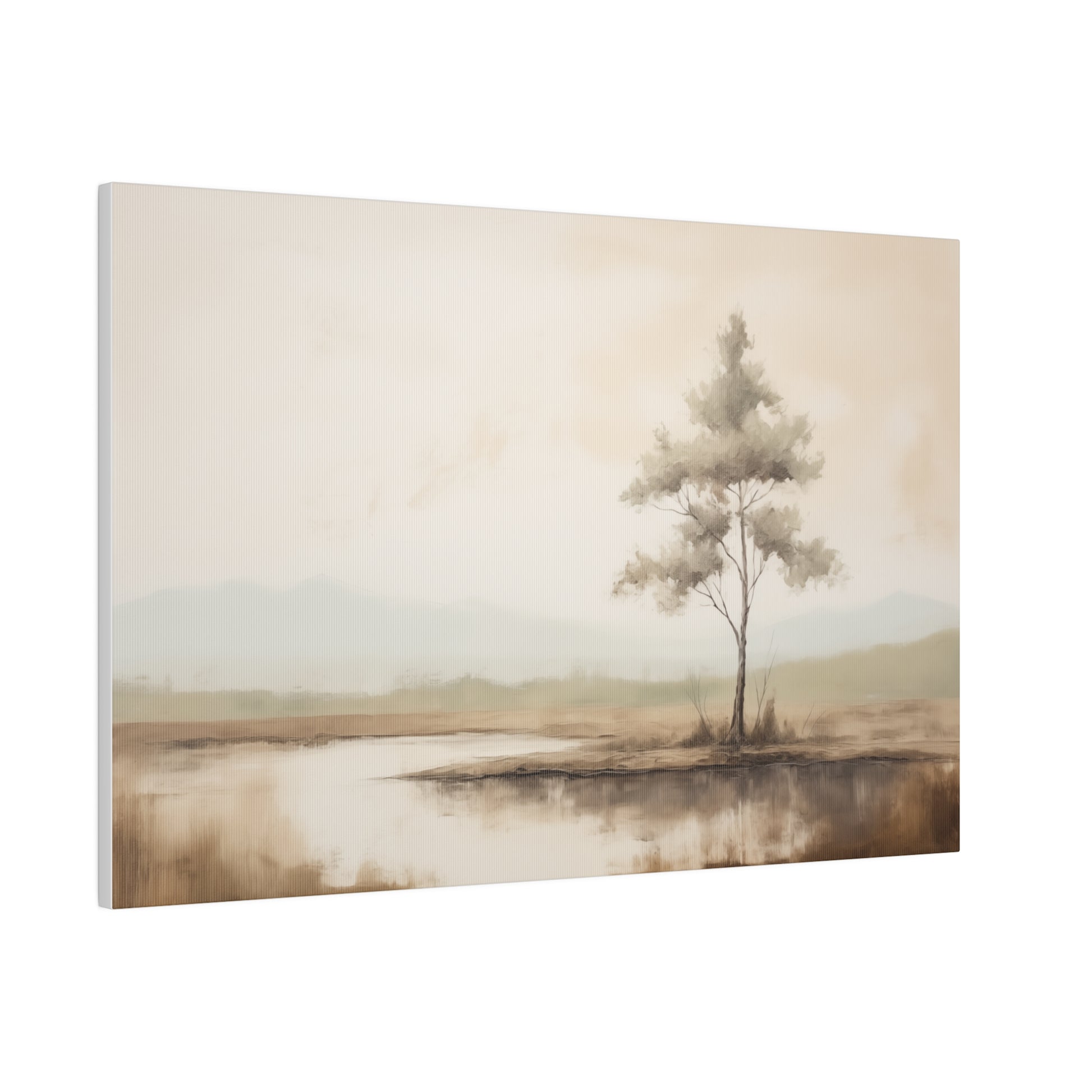 Neutral Minimalistic Landscape Vintage Oil Painting Canvas Print 24″ x 16″ (Horizontal) 0.75'' Canvas Art & Wall Decor Canvas Decor Eco-friendly Hanging Hardware Holiday Picks Home & Living Indoor Matte Seasonal Picks Sustainable Wall Wood