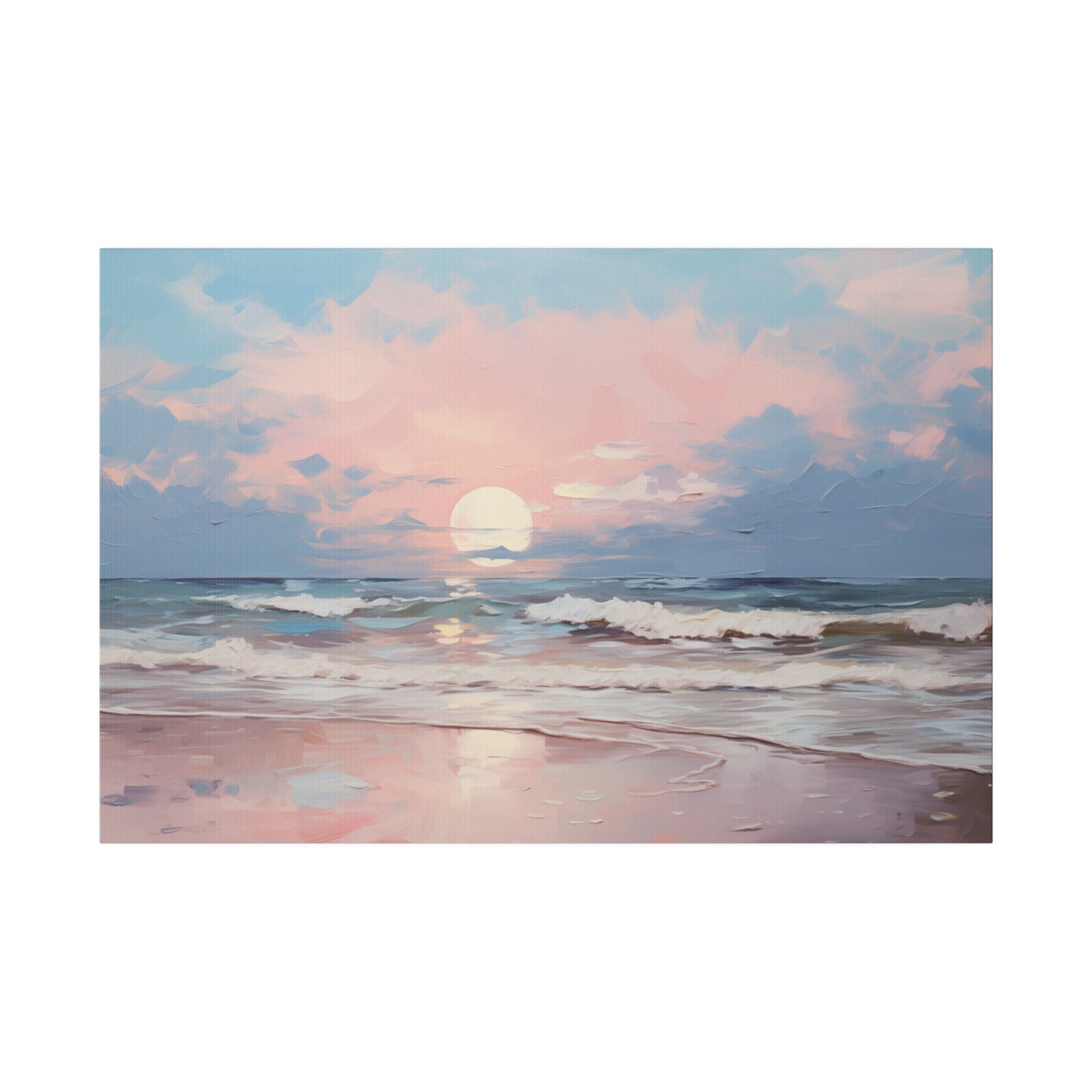 Pink Sky Beach Sunset Oil Painting Canvas Print Canvas Art & Wall Decor Canvas Decor Eco-friendly Hanging Hardware Holiday Picks Home & Living Indoor Matte Seasonal Picks Sustainable Wall Wood