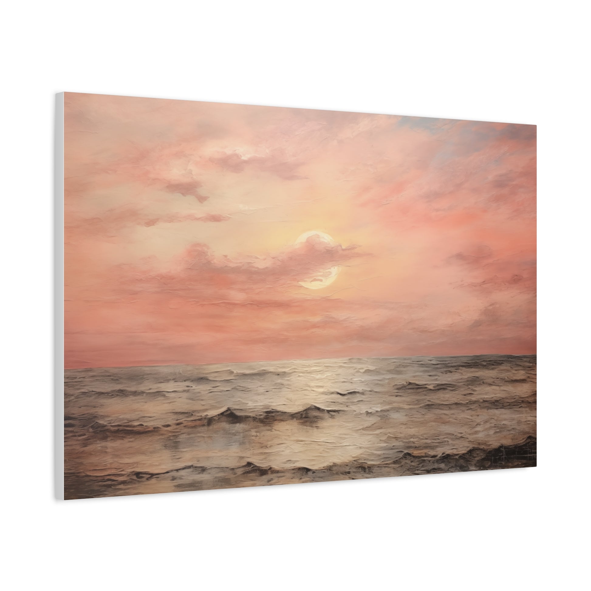 Oceanside Sunset Oil Painting Canvas Print 36″ x 24″ (Horizontal) 1.25" Canvas Art & Wall Decor Canvas Decor Hanging Hardware Home & Living Matte Mother's Day Spring Essentials Sustainable