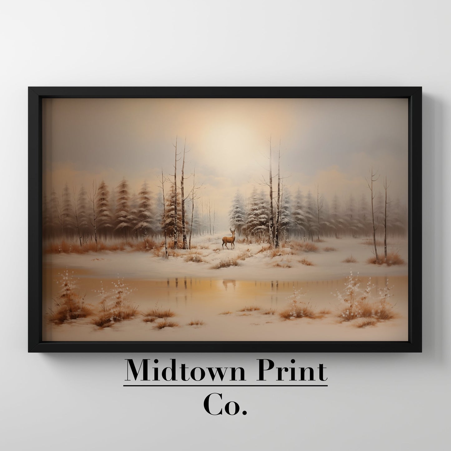 Snowy Winter Pine Tree Forest Printable Vintage Oil Painting Digital Download digital digital_art_print downloadable_art landscape_wall_art living_room_decor MidtownPrintCo modern_decor oil_painting printable_wall_art vintage_home_decor vintage_print wall_art winter_decor winter_landscape