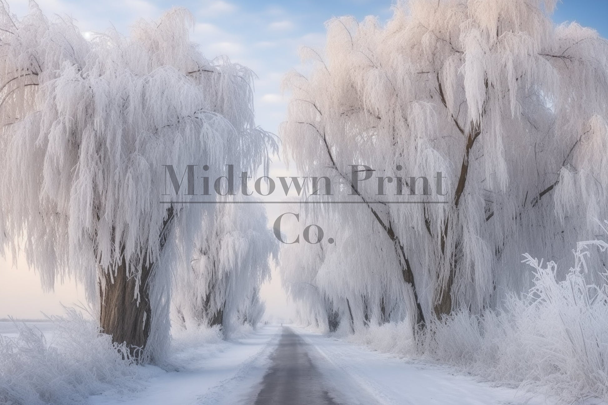 Winter Frozen Willow Trees Along Country Road Printable Oil Painting Wall Art Digital Download countryside_art digital digital_art_print downloadable_art landscape_wall_art living_room_decor modern_decor oil_painting printable_wall_art vintage_home_decor vintage_print winter_art winter_decor winter_landscape