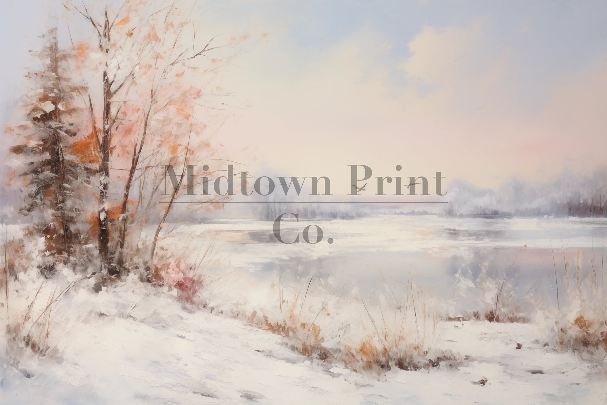 Winter Lake Landscape Printable Vintage Oil Painting Digital Download countryside_art digital digital_art_print downloadable_art landscape_wall_art living_room_decor modern_decor oil_painting printable_wall_art vintage_home_decor vintage_print winter_art winter_decor winter_landscape